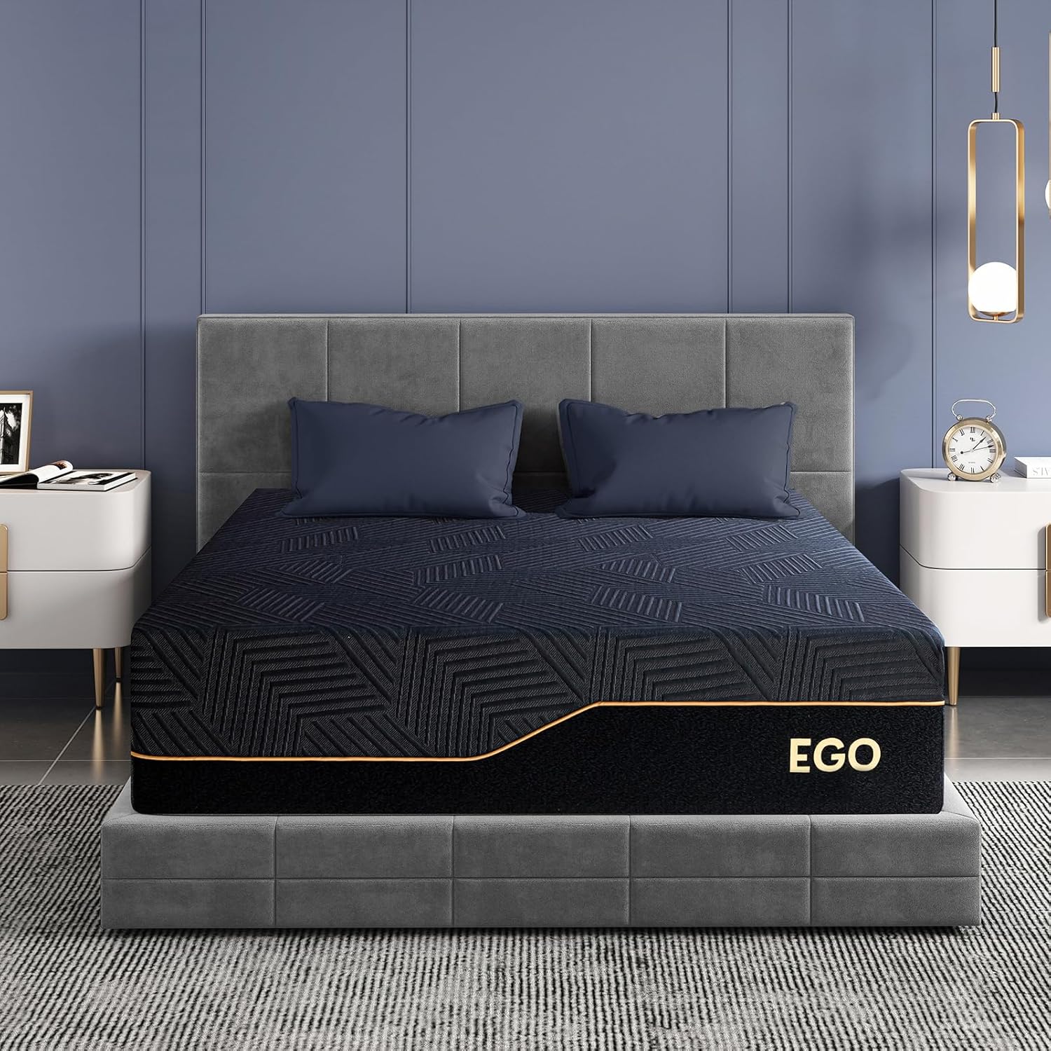 MLILY EGOHOME 14 Inch Queen Memory Foam Mattress for Back Pain, Cooling Copper Gel Bed in a Box, Foam Made in USA, CertiPUR-US Certified, Therapeutic Medium Firm, 60x80x14 Black woonhhop