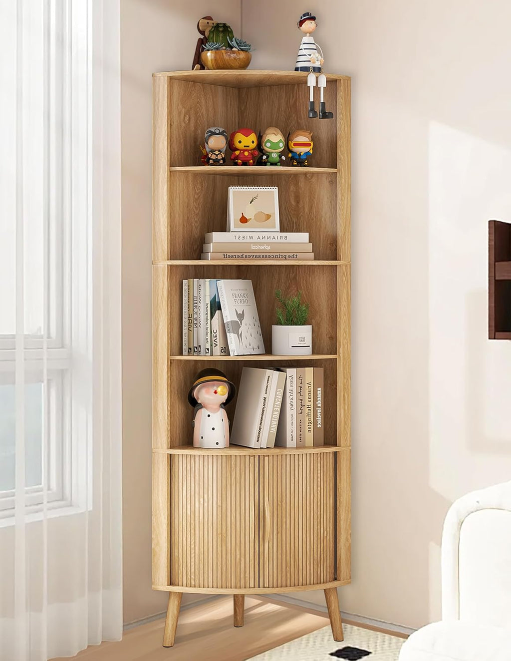 Corner Cabinet, 66.73'' Tall Modern Corner Bathroom Storage Cabinet wourant