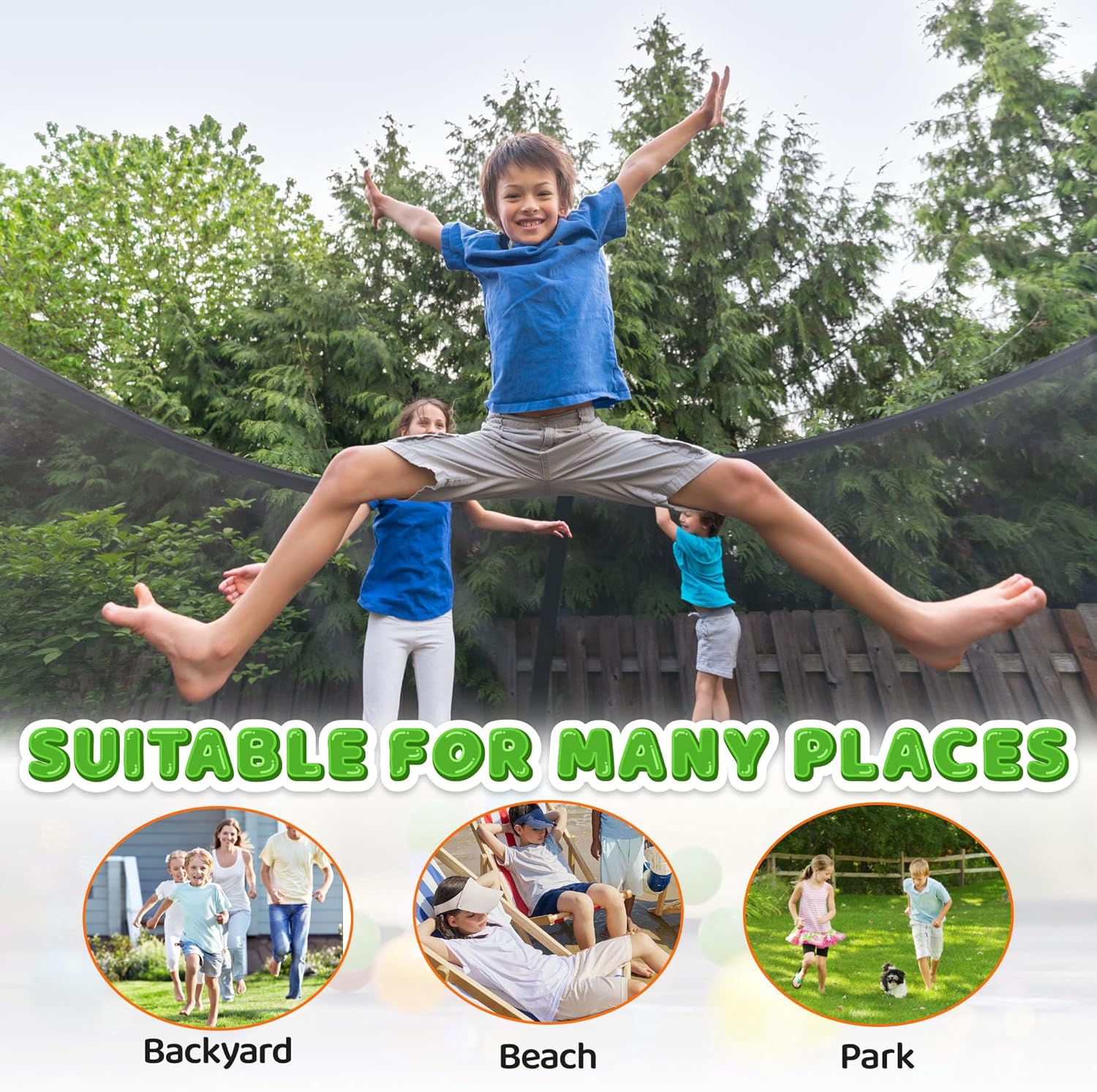 Trampoline 8FT 10FT 12FT 14FT 16FT, Recreational Trampolines with Enclosure Net and Ladder, Outdoor Anti-Rust Trampolines for Kids and Adults, ASTM Approved wourant