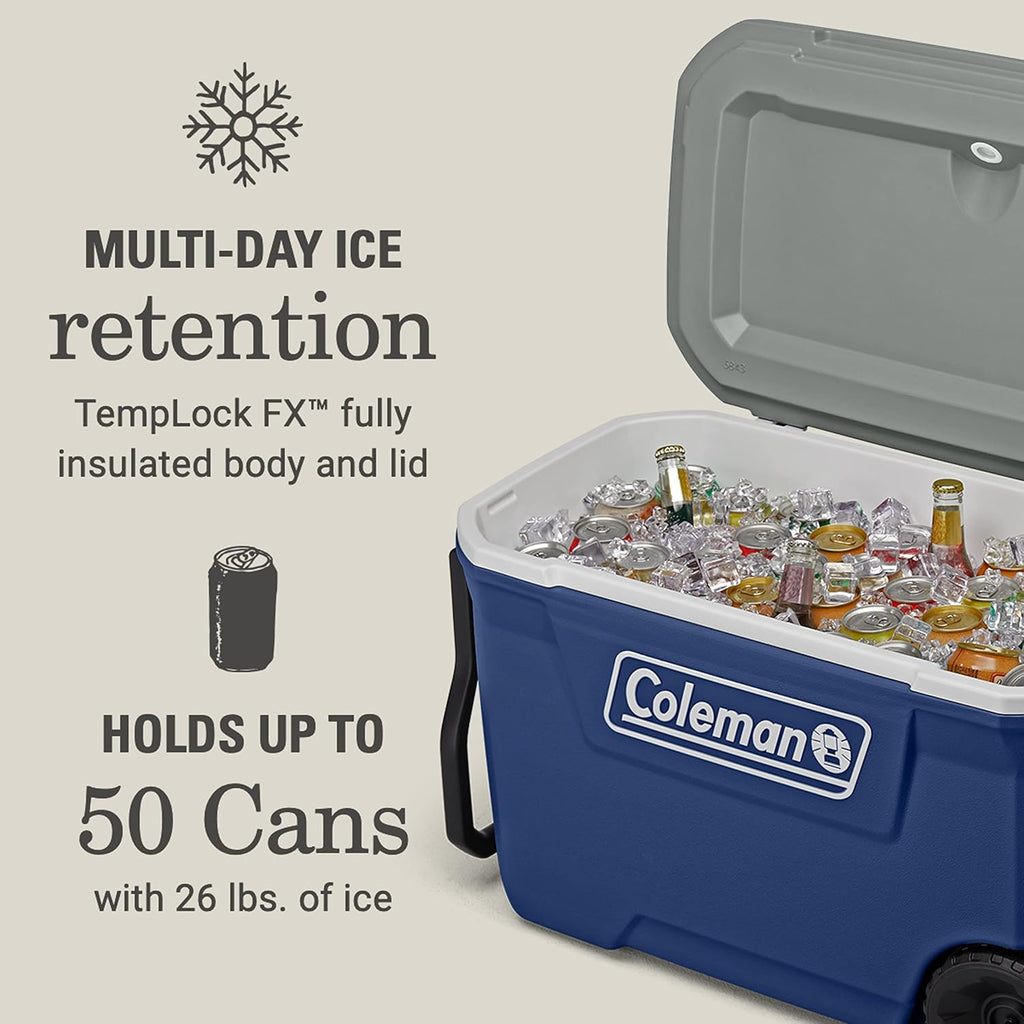 Coleman Classic Series Insulated Portable Wheeled Cooler, Leak-Resistant Outdoor Hard Cooler Keeps Ice up to 5 Days, 100-Quart wourant