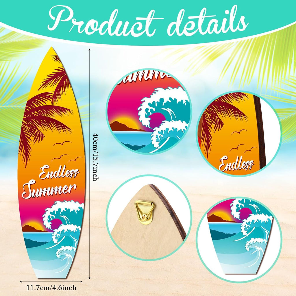 Blulu 4 Pcs Surfboard Wall Decor Surfboard Wall Hanging Sign Wooden Beach Decoration Summer Theme Decor Hawaiian Luau Party Decoration for Home Bar Aloha Tropical Birthday Party(Tiki) wourant