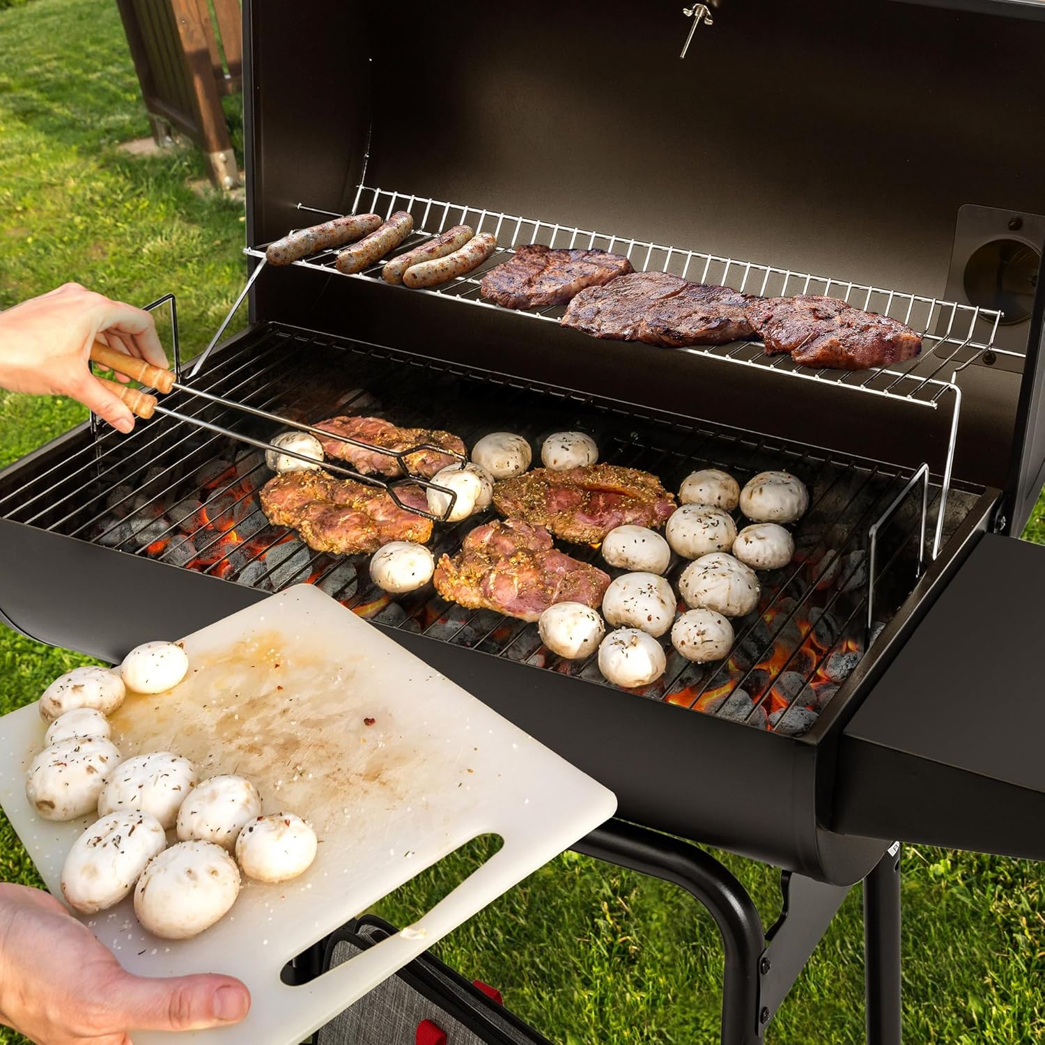 Royal Gourmet CC1830 30 Inch Barrel Charcoal Grill with Warming Rack Outdoor BBQ Grill wourant