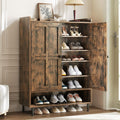 Black 7+1 Tier Farmhouse Shoe Storage Cabinet - 45" Tall Entryway Organizer wourant