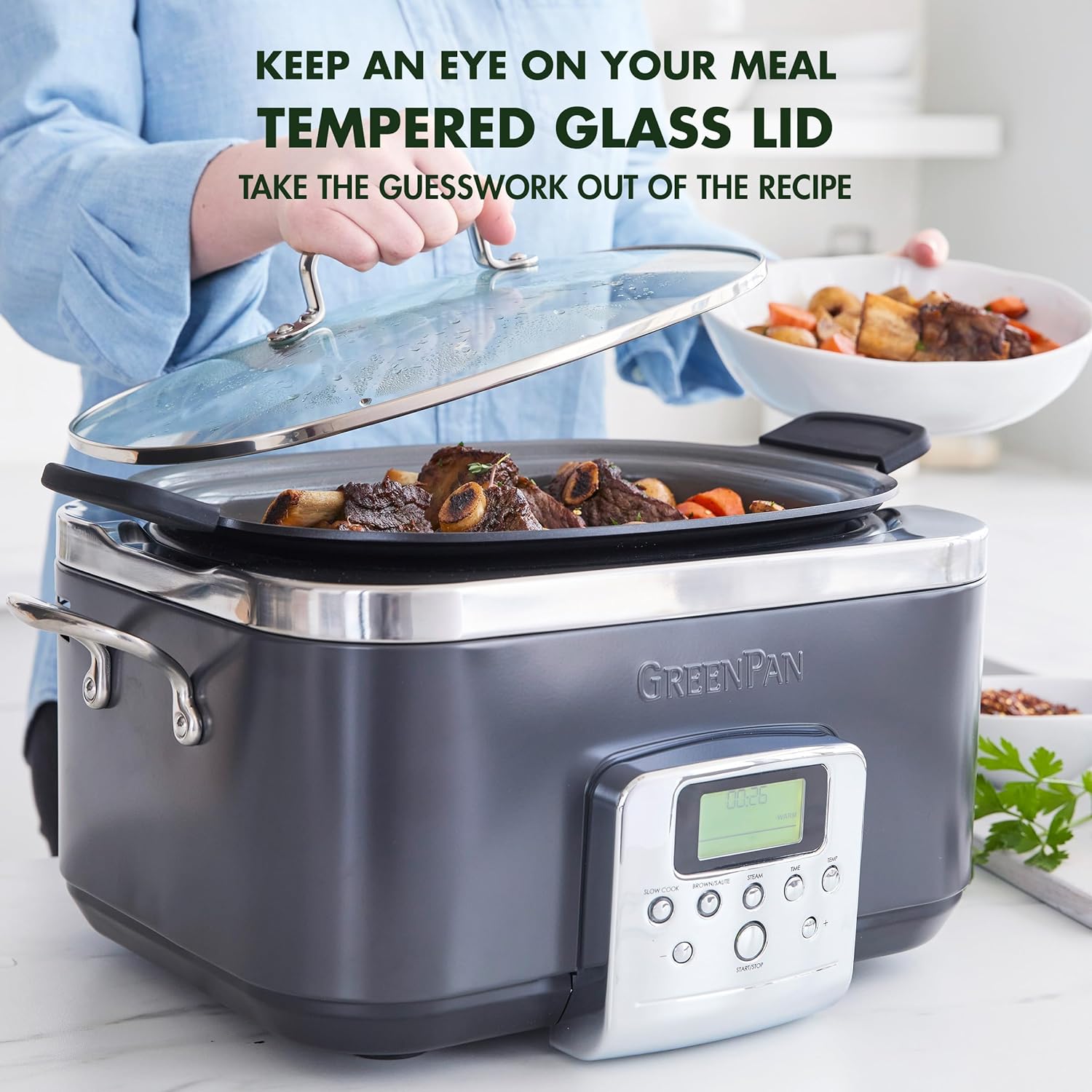 8-in-1 Programmable 6QT Electric Slow Cooker with Dishwasher-Safe Lid and Removable Base wourant