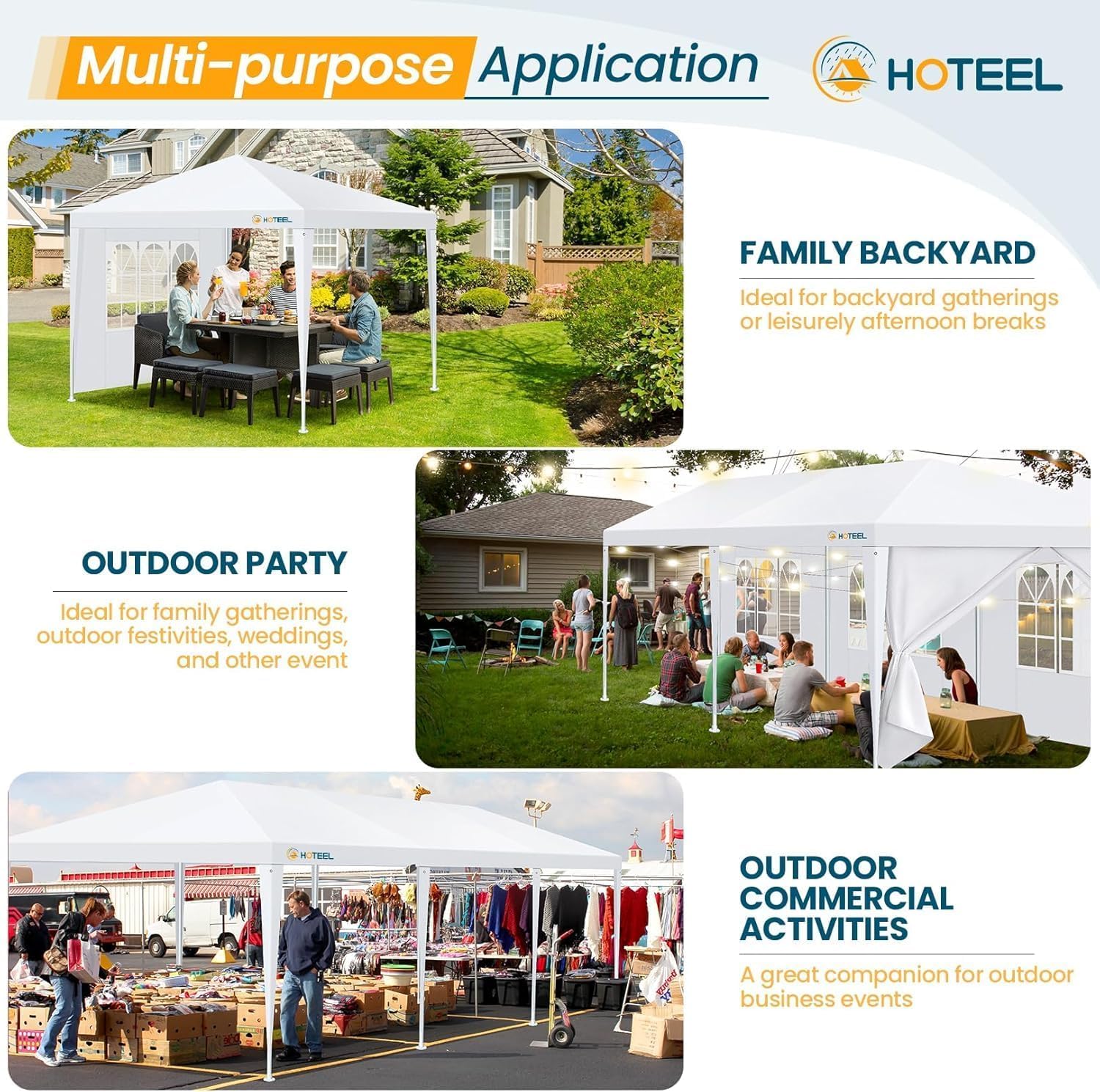 HOTEEL 10x30 Party Tent with 8 Removable Sidewalls for Parties, Weddings, BBQ wourant