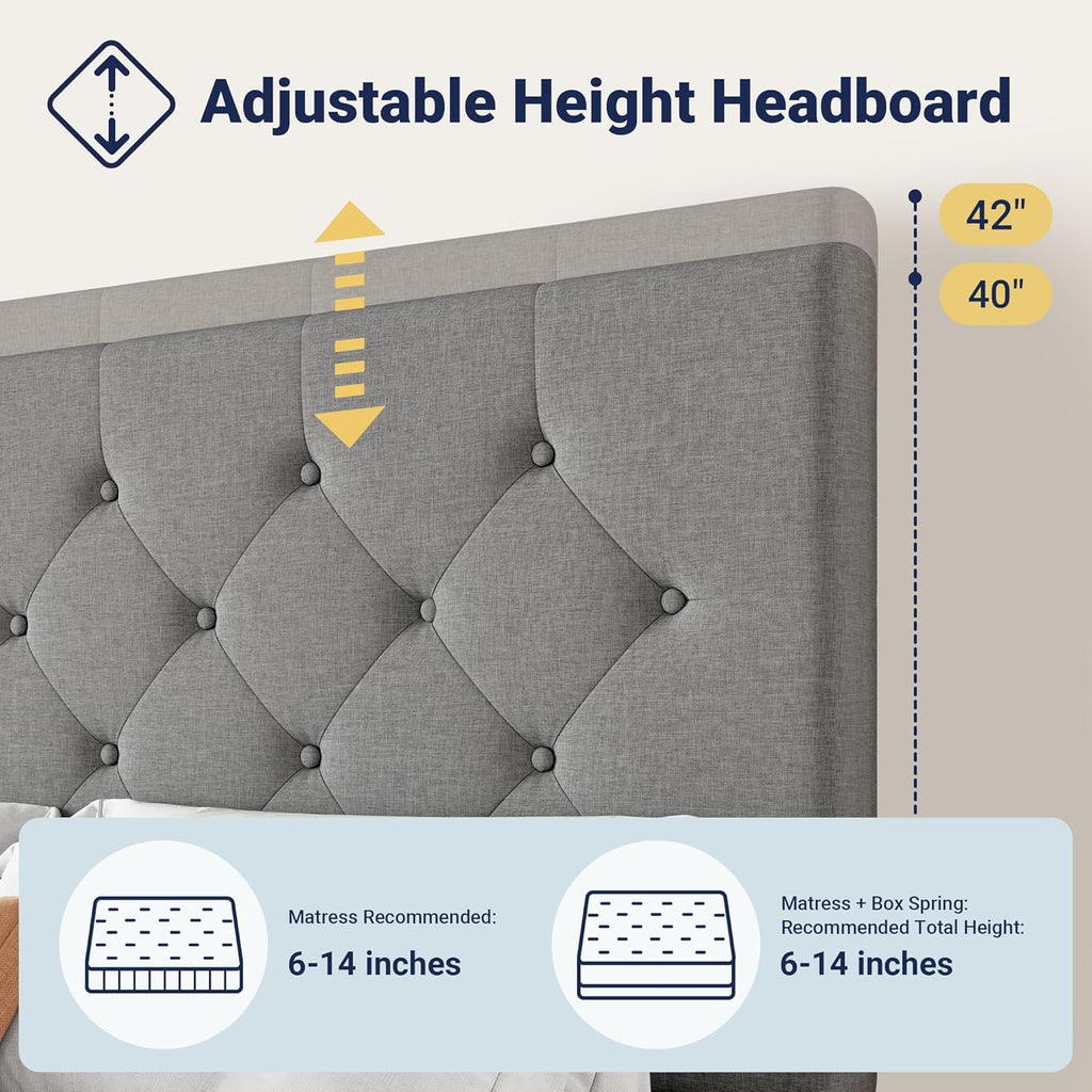 Allewie Upholstered Queen Size Platform Bed Frame with 4 Storage Drawers and Headboard wourant