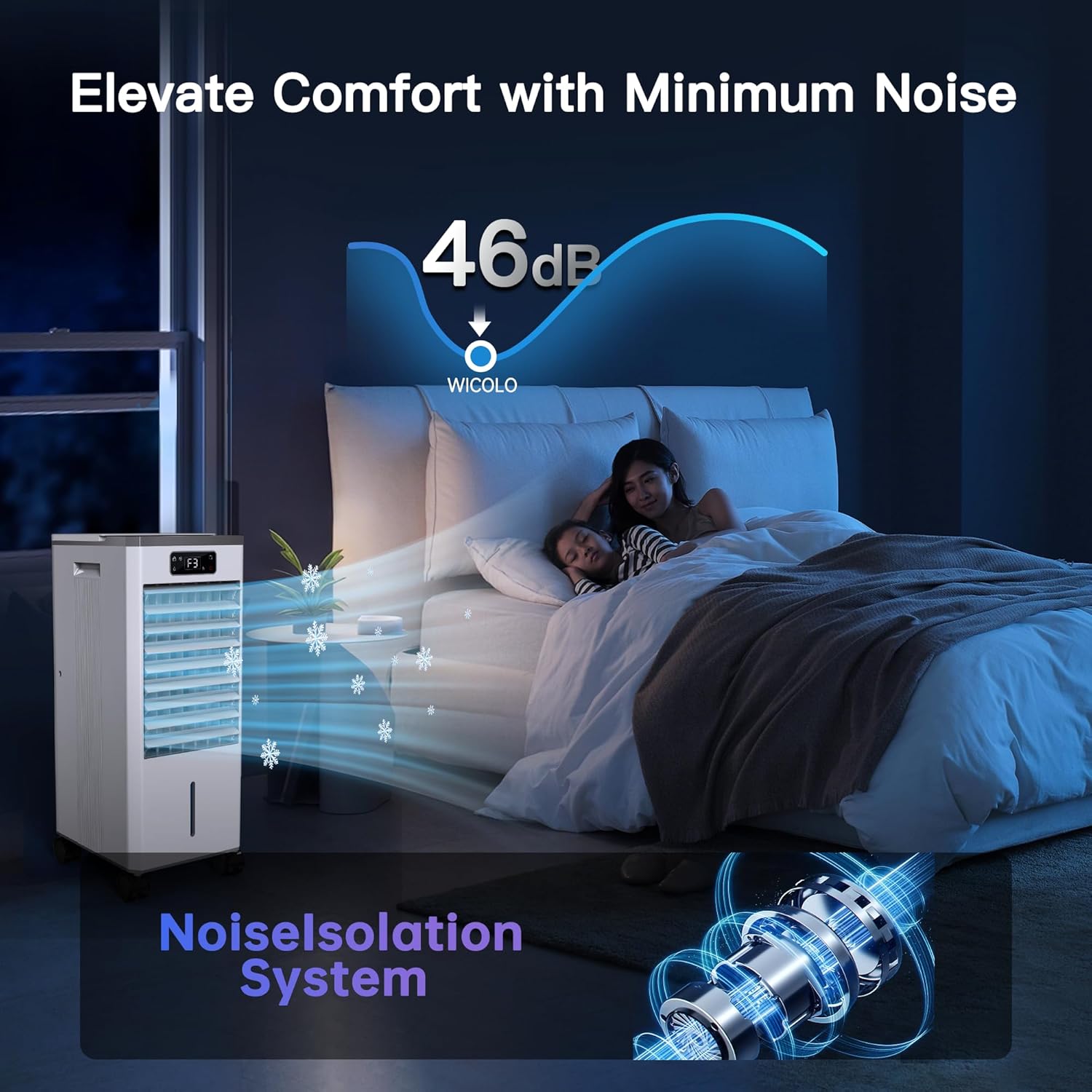 Windowless Portable Air Conditioners, Evaporative Air Cooler w/3 Modes & 3 Speeds, 12H Timer for Smart Auto-off, 2-Gal Tank for 20H Cooling,16FT Remote,No Hose Needed,46db Swamp Cooler wourant