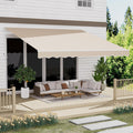 13' x 10' Awning for Patio, Sunsetter Retractable Awning Waterproof Cover Outdoor Patio Canopy, Sun Shade with Manual Crank Handle, Porch Shades for Outdoor, House, Deck, Dark Gray woonhhop
