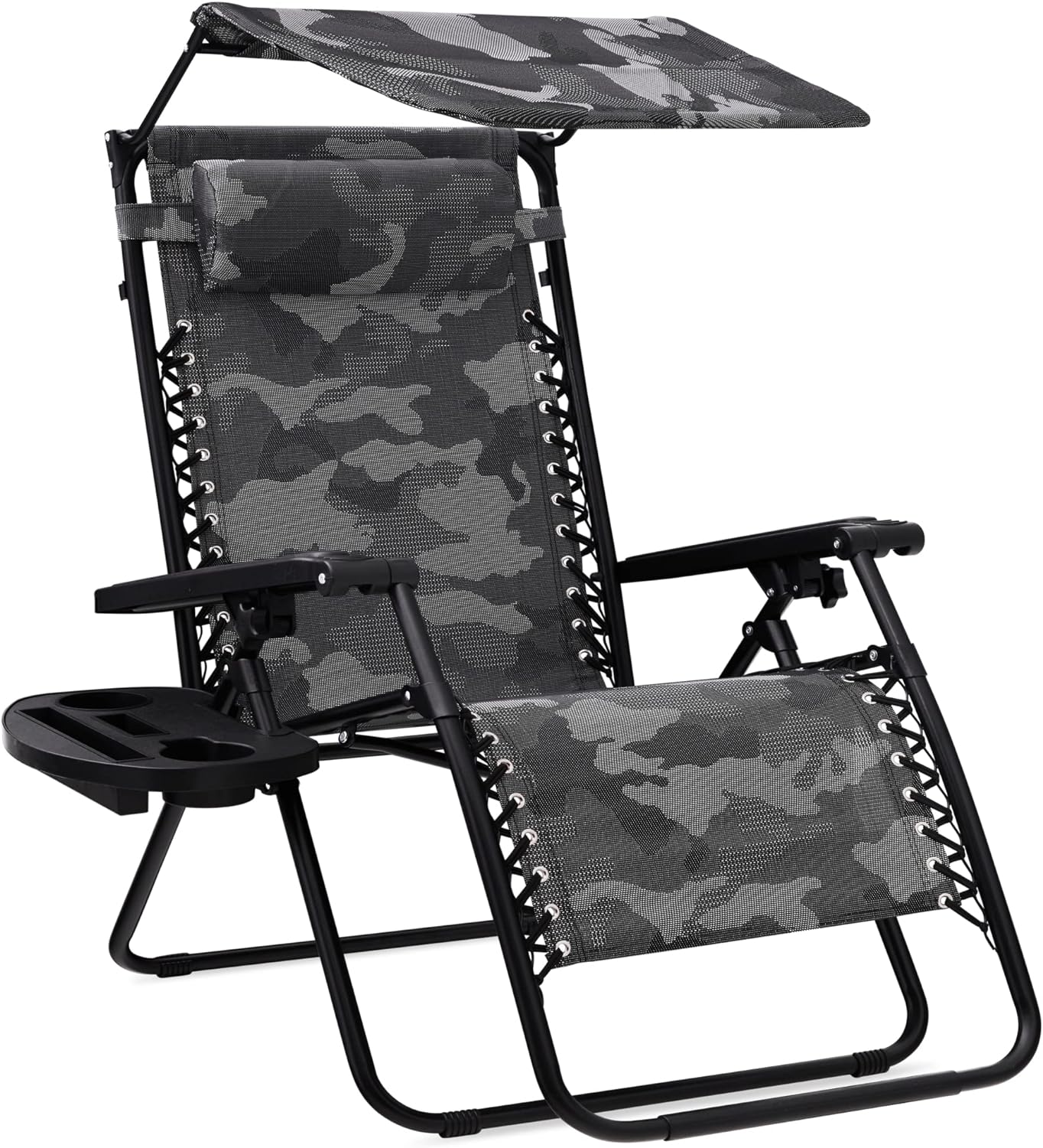 Best Choice Products Folding Zero Gravity Outdoor Recliner Patio Lounge Chair w/Adjustable Canopy Shade, Headrest, Side Accessory Tray, Textilene Mesh - Peacock Blue wourant