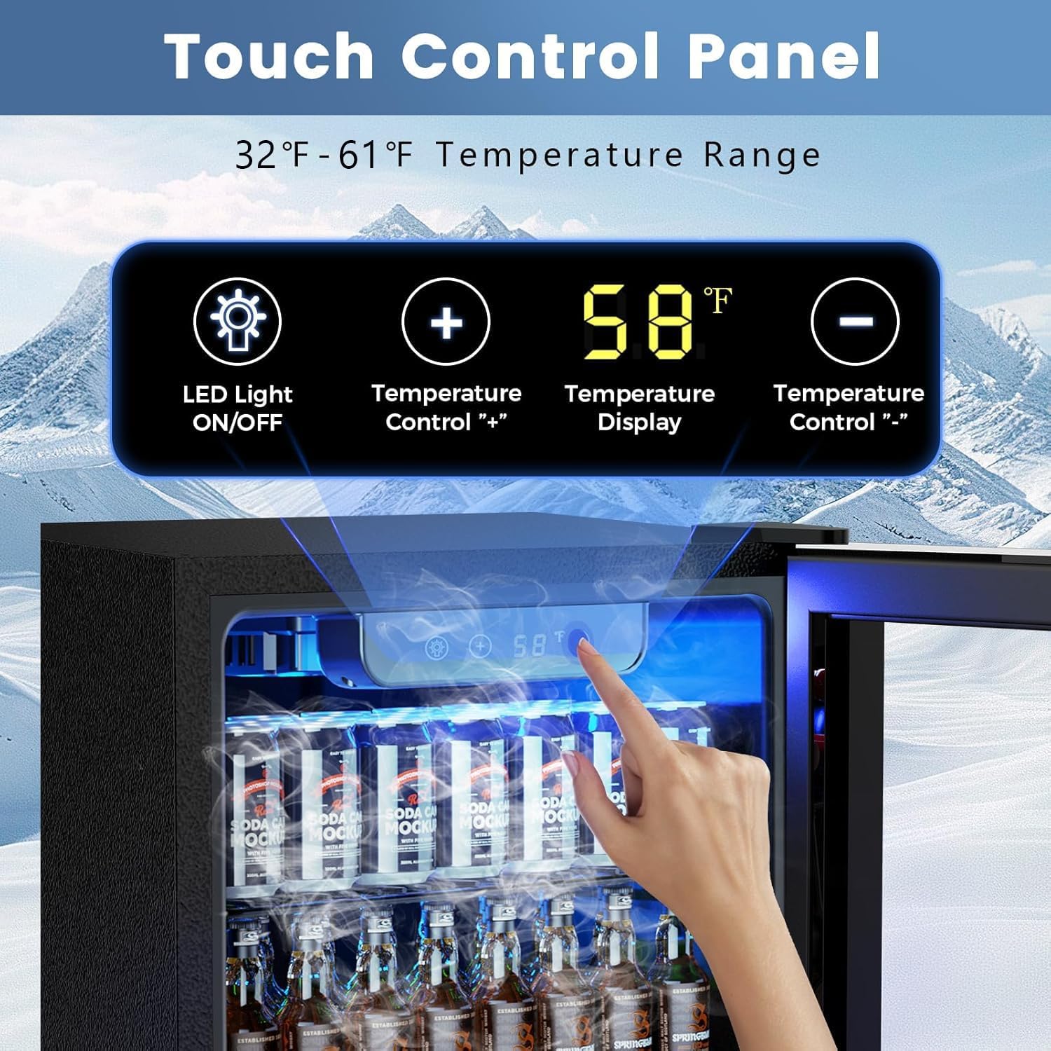 Mini Fridge 130 Can Beverage Refrigerator Cooler, 3.2 Cu.Ft Drink Fridge for Soda Wine Beer, Adjustable Temperature Control for Home Office, Black wourant