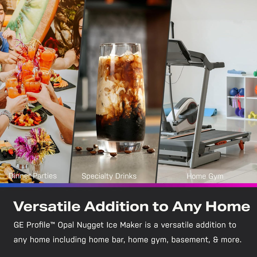 GE Profile Opal 2.0 with 0.75 Gallon Tank, Chewable Crunchable Countertop Nugget Ice Maker, Scoop included, 38 lbs in 24 hours, Pellet Ice Machine with WiFi & Smart Connected, Black Stainless Steel wourant