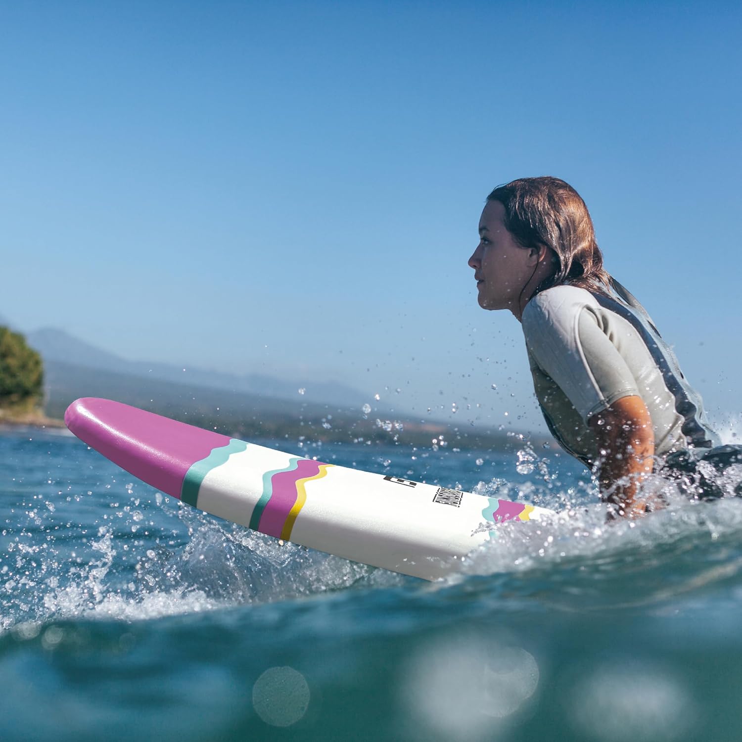 6 FUNBOARD Surfboard Softboard Foam Include (3) Fins 6 Foot Leash and (2) Wood Stringers wourant