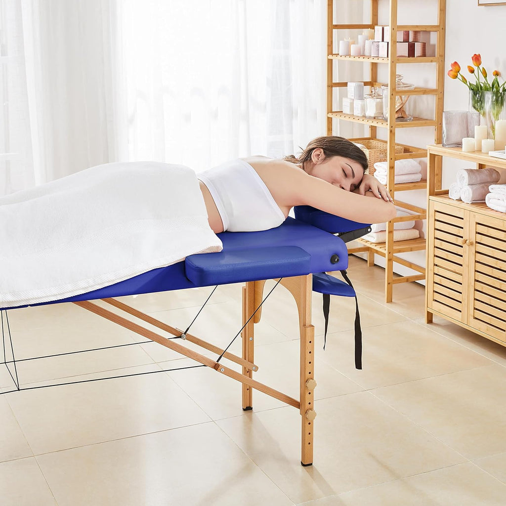 Yaheetech Massage Table Portable Lash Beds Spa Bed Massage Couch Foldable Spa Tables Adjustable 2 Fold with Non-Woven Bag 24 inch, Black wourant