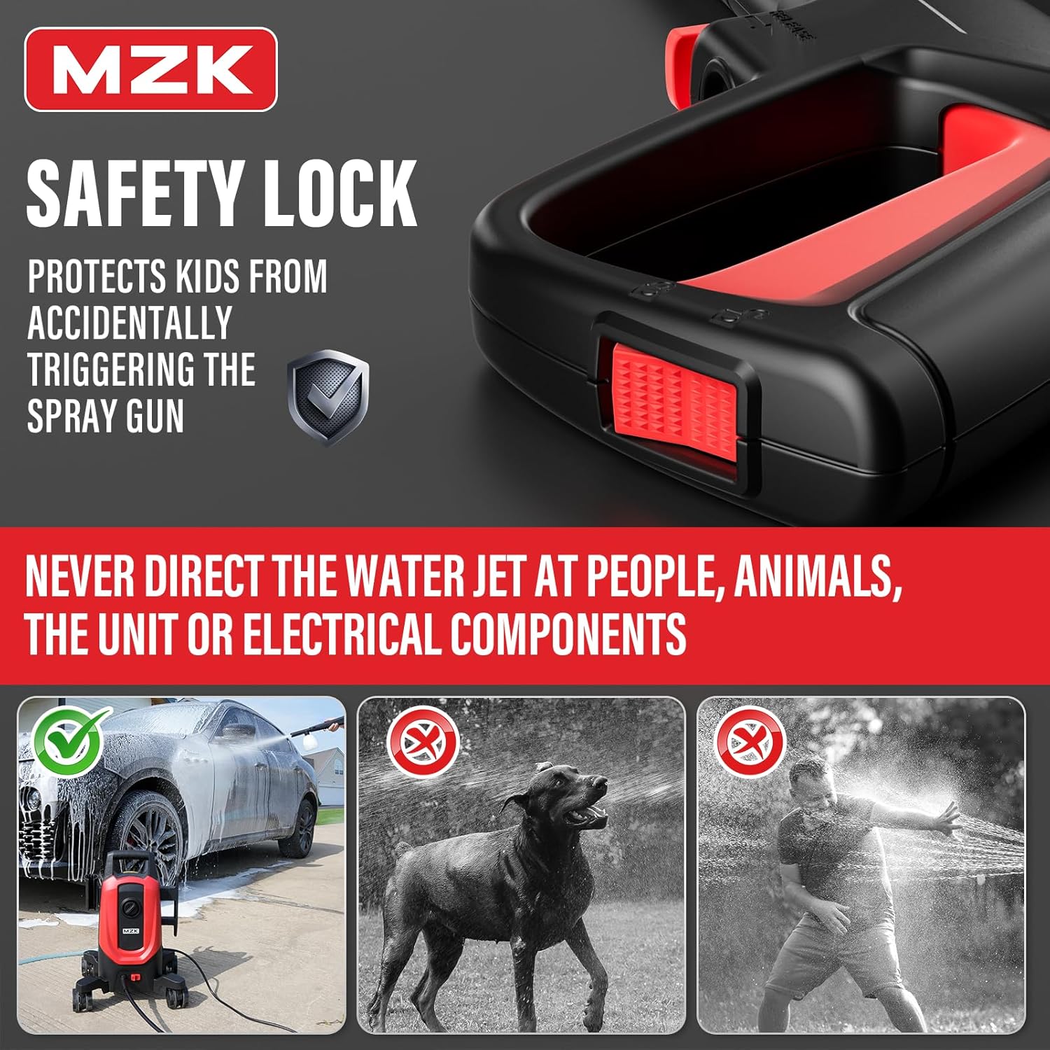 MZK electric high-pressure cleaner with 360° quick-connect nozzle and easily replaceable foam cannon wourant