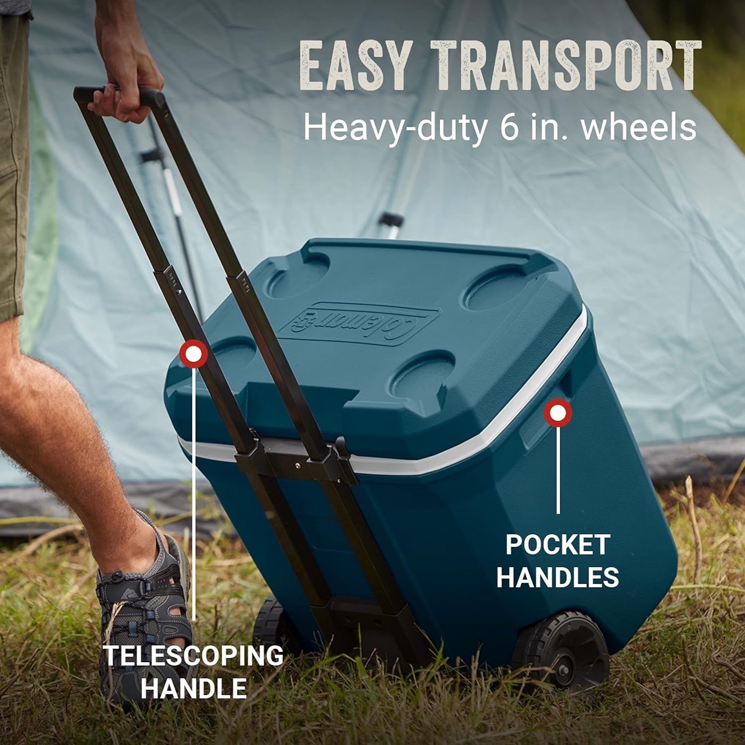 Coleman Insulated Portable Rolling Cooler with Wheels, Leak-Proof Outdoor Hard Cooler, Keeps Ice for Up to 5 Days, 100 Quart wourant