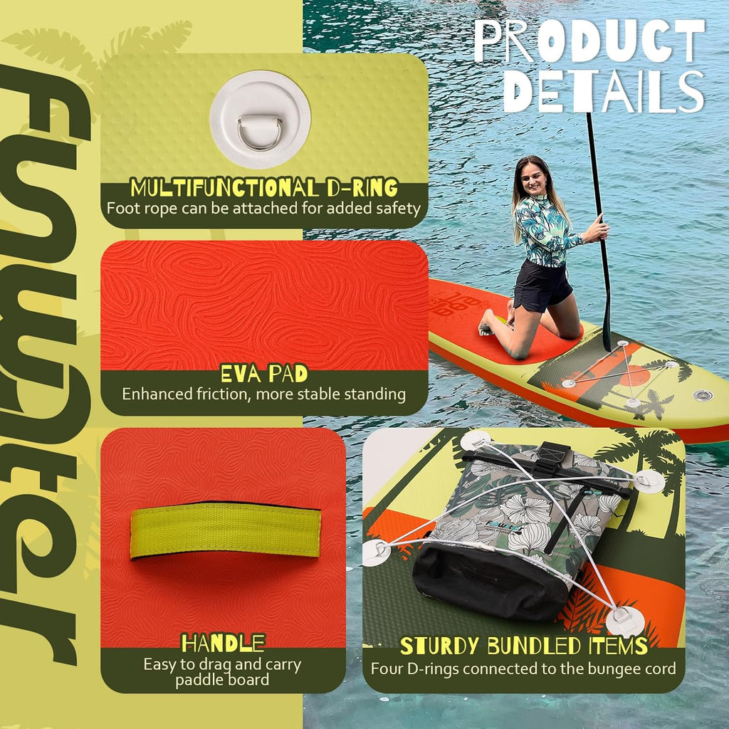 FunWater Inflatable Stand Up Paddle Board with Premium SUP Paddle Accessories, Non-Slip EVA Deck, 11'/10'6' Paddle wourant