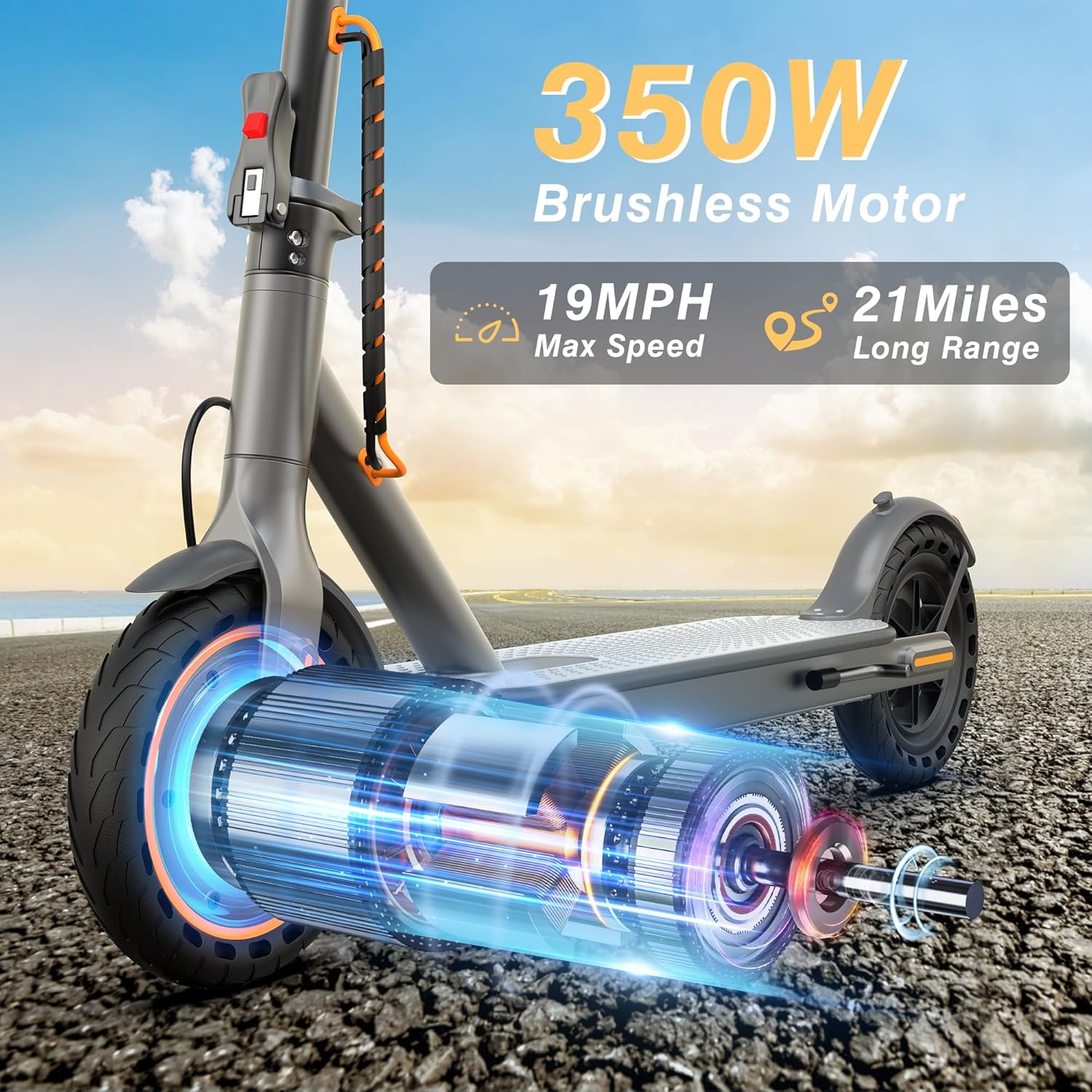 Electric Scooter, 350W/500W Motor, Top Speed 19/22 mph, Max 16/23/28Miles Ranges, Foldable E Scooter for Adults wourant