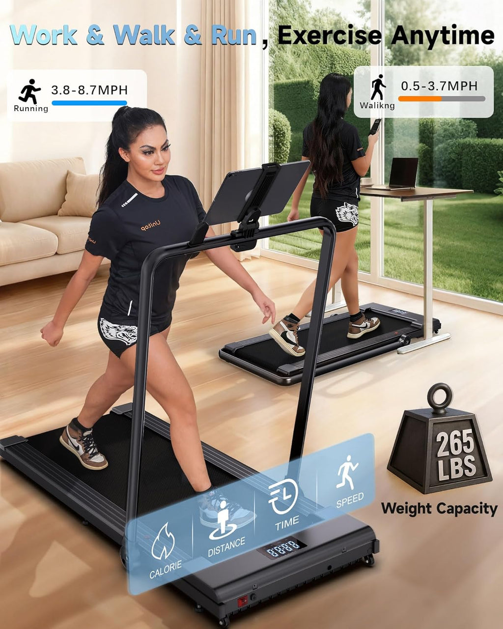 PulseDrive 8.7 MPH Walking Pad Treadmill Compact Under Desk Treadmill Walking Running Machine wourant