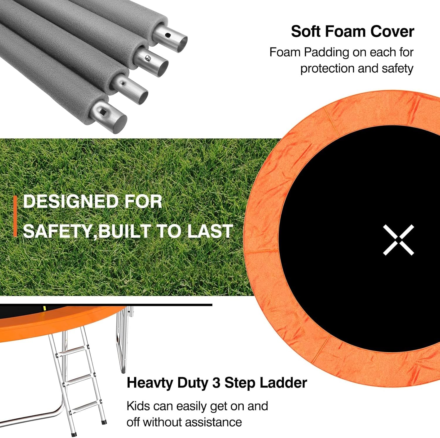 AOTOB 8FT 10FT 12FT 14 FT 15FT Trampoline with Safety Enclosure Net，Outdoor Trampoline with Basketball Hoop, Heavy Duty Jumping Mat and Spring Cover Padding for Kids and Adults, Storage Bag and Ladder wourant