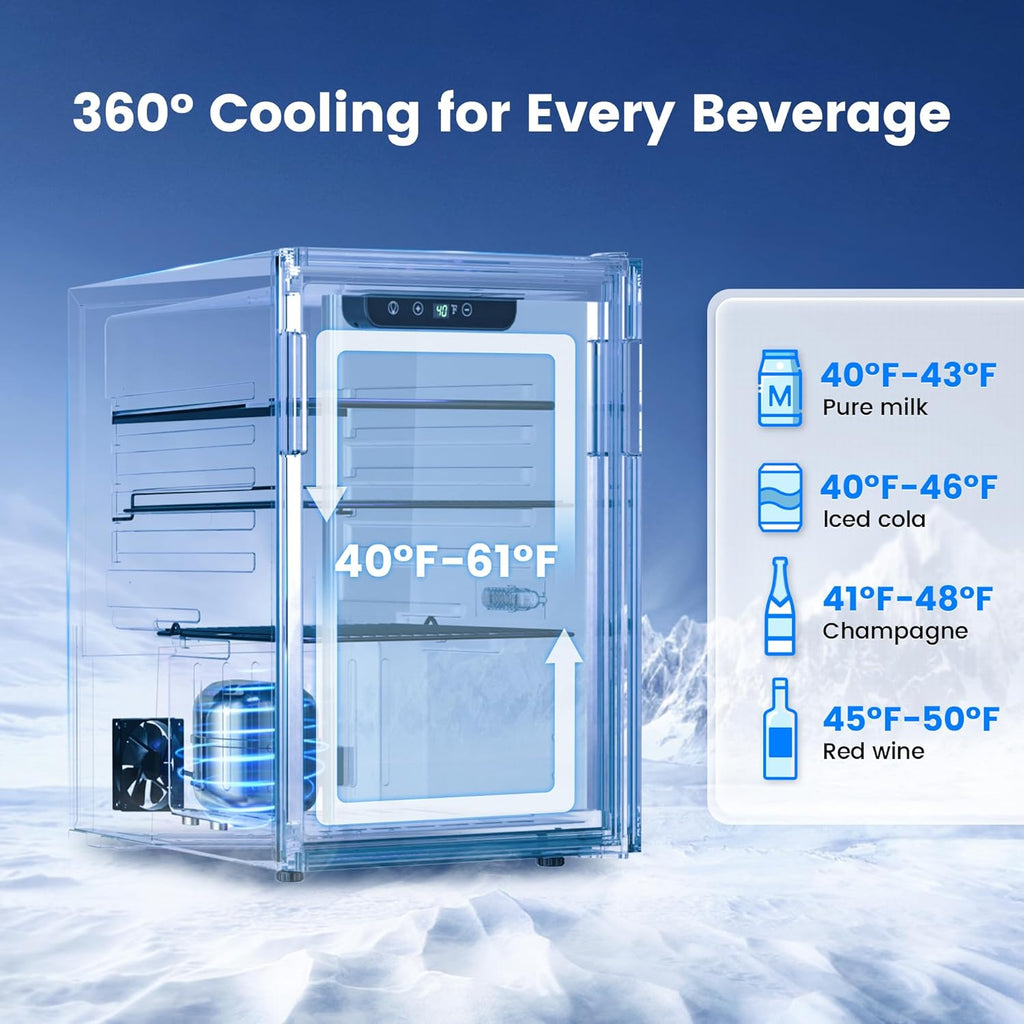 Beverage Refrigerator Cooler - 126 Can Mini Fridge Glass Door for Drinks Soda Beer Wine - Small Refrigerator for Office Bedroom Home Bar, 4 Adjustable Shelves, 3.2 Cu.Ft, Silver wourant