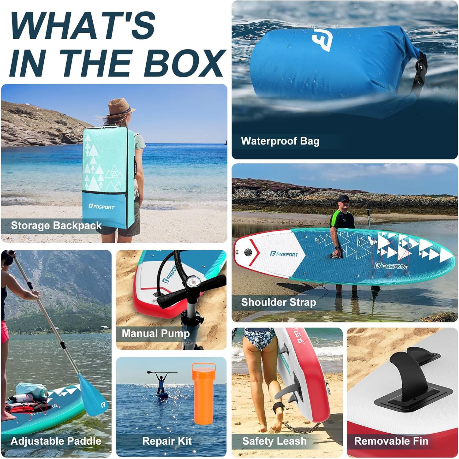 FBSPORT 11' Premium Stand Up Paddle Board, Yoga Board with Durable SUP Accessories & Carry Bag | Wide Stance, Surf Control, Non-Slip Deck, Leash, Paddle and Pump for Youth & Adult wourant