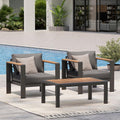 Aluminum Outdoor Patio Furniture Set with Coffee Table, 4 Piece Patio Conversation Sets with Washable Thick Cushions, Outdoor Sectional Furniture Set for Poolside, Balcony, Deck, Gray woonhhop