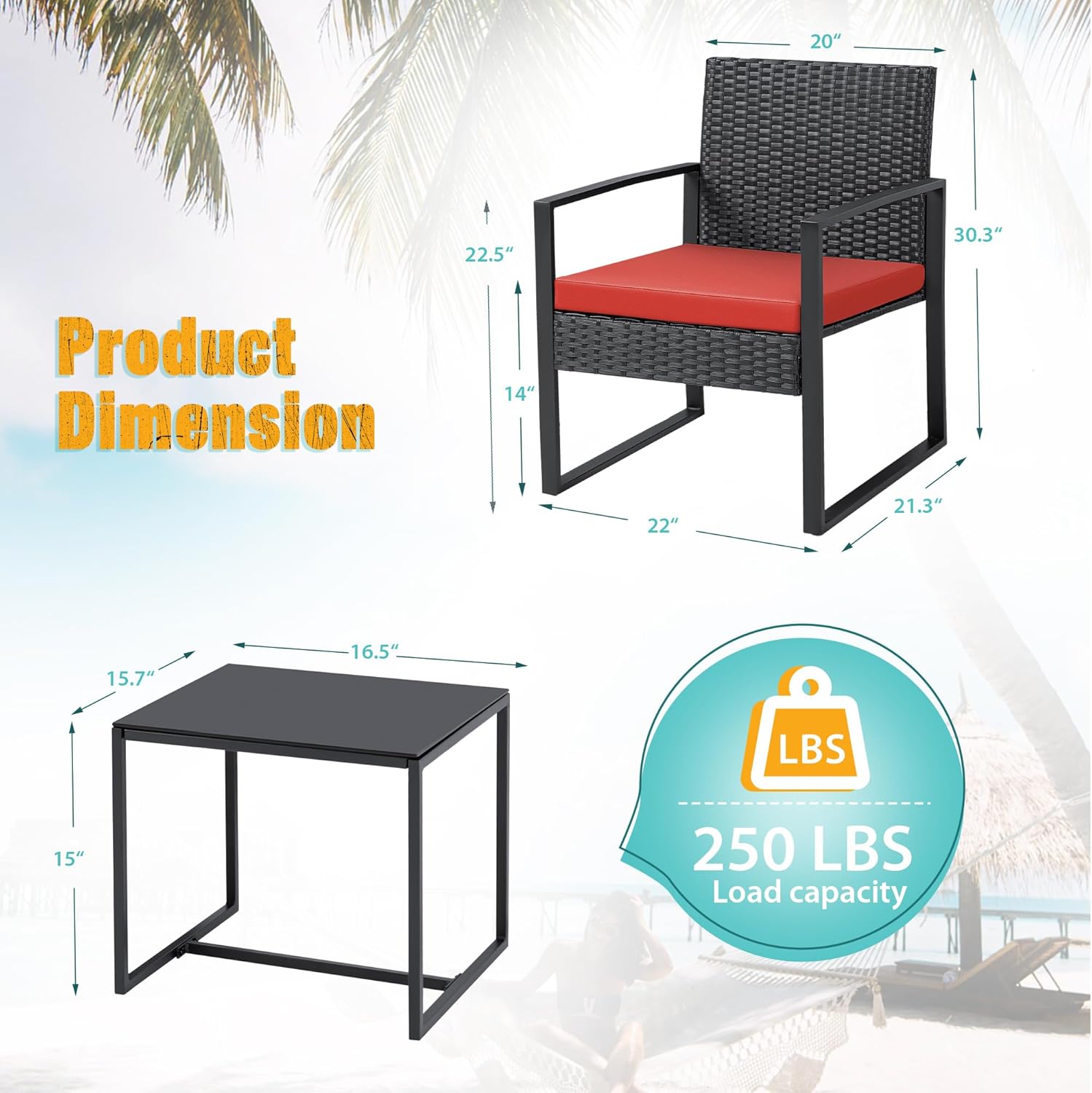Flamaker 3 Pieces Patio Set Outdoor Wicker Furniture Sets Modern Rattan Chair Conversation Sets with Coffee Table for Yard and Bistro (Black) wourant