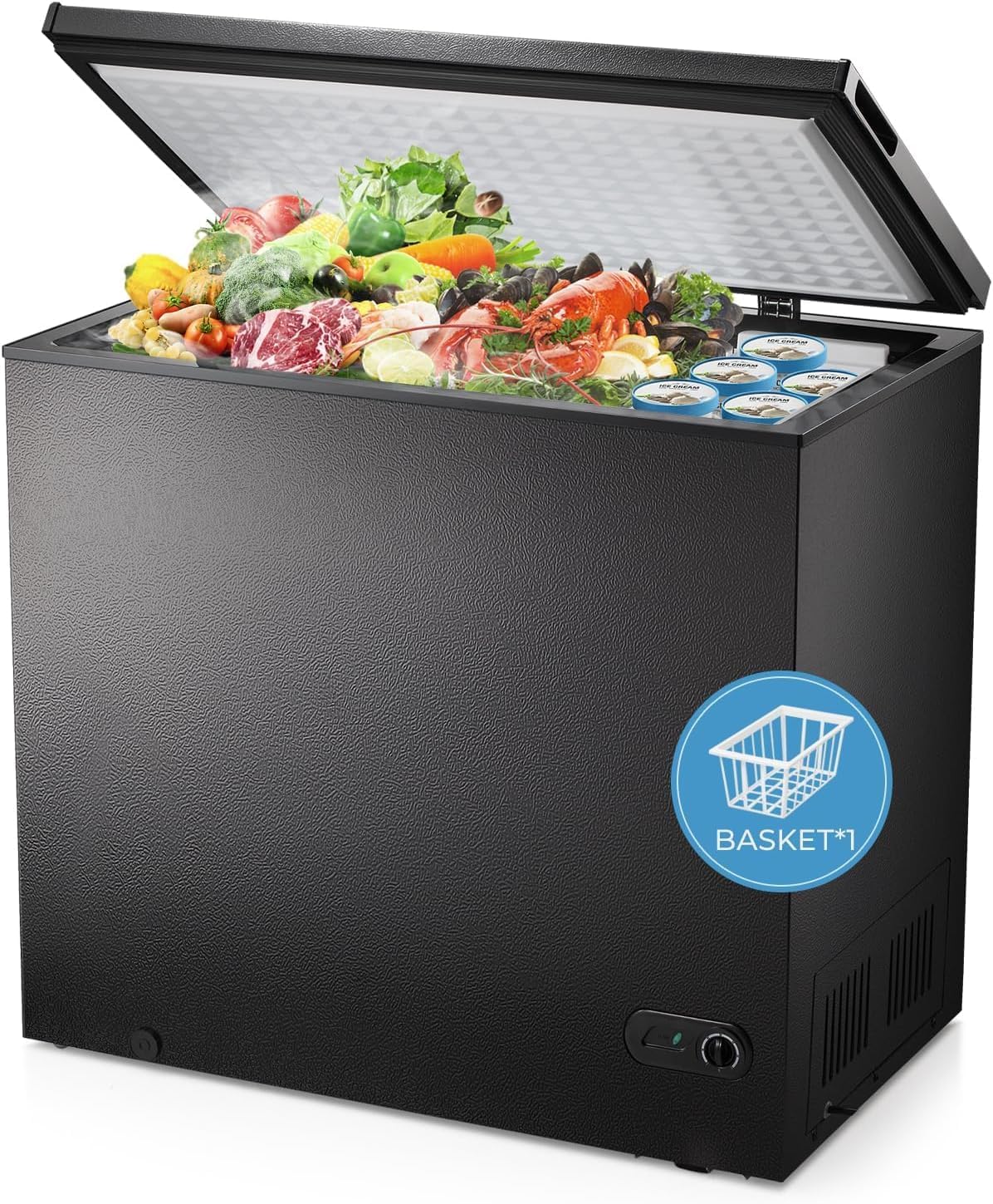 Chest Freezer 3.5 Cubic Feet Compact Freezer Free Standing Top open Door Deep Freezer wourant