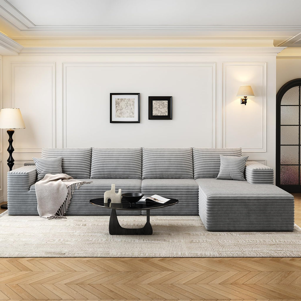 107.5 inch Cloud Modular Sectional Sofa with L-Shaped Chaise Lounge, Modern Minimalist Upholstered Sofa Deep Seating Corner Sofa wourant