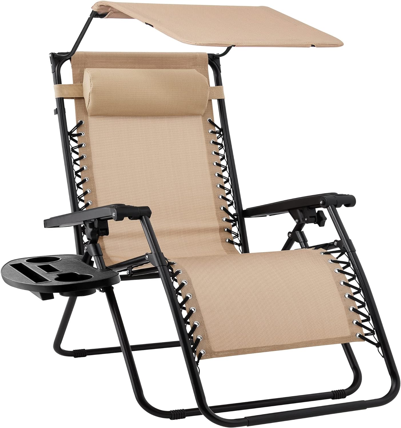 Best Choice Products Folding Zero Gravity Outdoor Recliner Patio Lounge Chair w/Adjustable Canopy Shade, Headrest, Side Accessory Tray, Textilene Mesh - Peacock Blue wourant