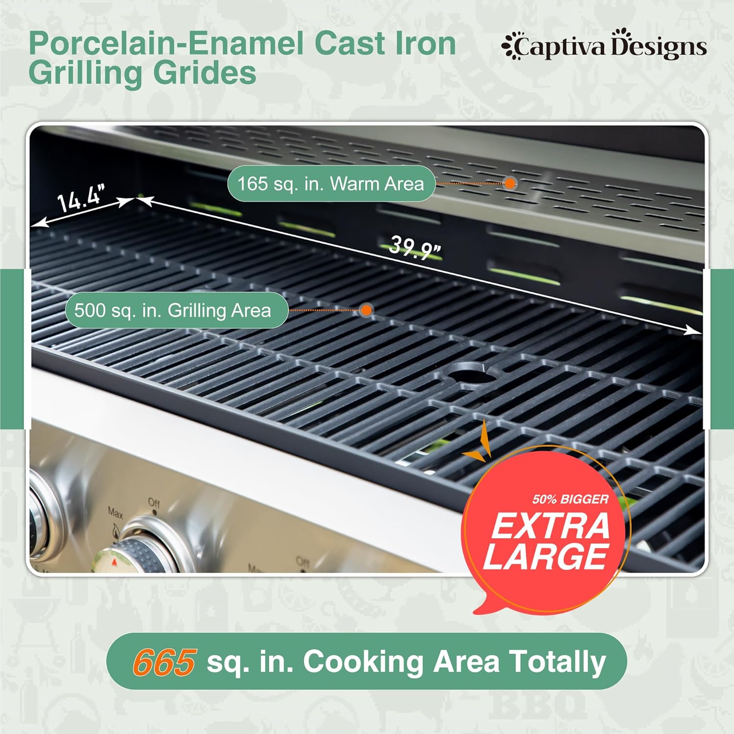 Captiva Designs 4-Burner Propane Gas BBQ Grill with Side Burner & Porcelain-Enameled Cast Iron Grates, 42,000 BTU Output Stainless Steel Grill for Outdoor Cooking Kitchen and Patio Backyard Barbecue wourant