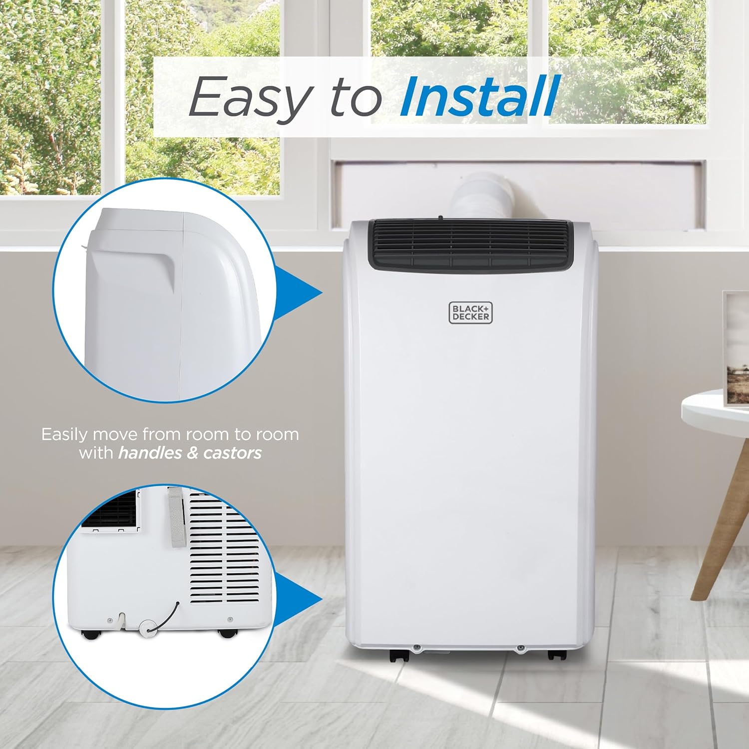BLACK+DECKER Smart Portable Air Conditioner, 12,000 BTU for Rooms up to 550 Sq. Ft., Smart Portable AC with Follow Me Remote and Window Kit, BPACT12WT, White woonhhop