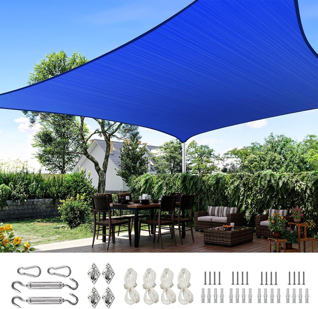 Quictent 20X20FT 185G HDPE Square Sun Shade Sail Canopy 98% UV Block Outdoor Patio Garden with Hardware Kit (Brown) woonhhop