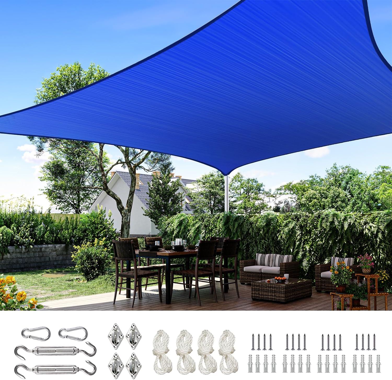 Quictent Sun Shade Sail for Patio, 185GSM Heavy Duty Rectangular Outdoor Sunshades UV Block Outside Canopy Cover for Backyard White and Grey Multi 20x26ft woonhhop