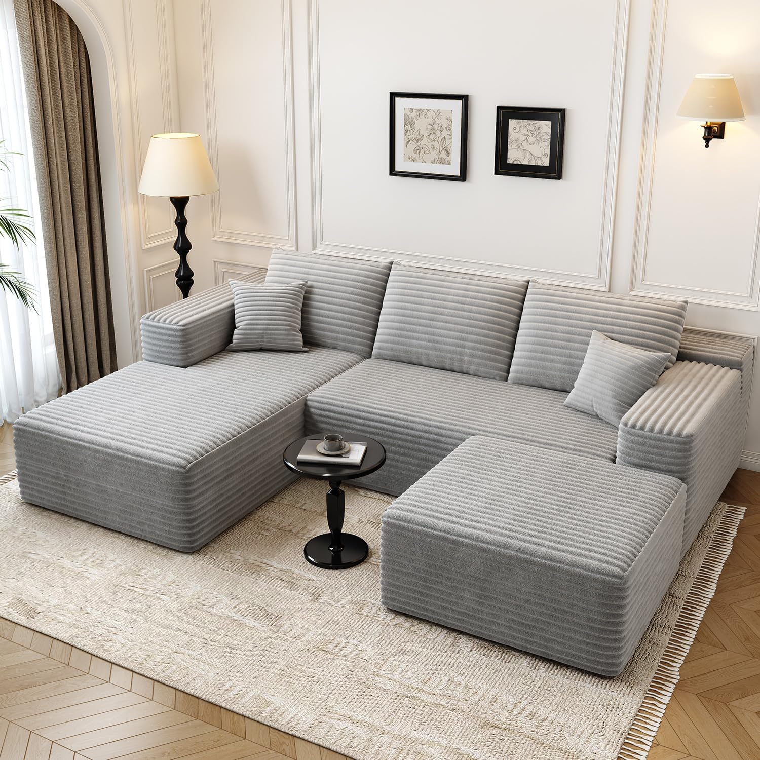 107.5" Cloud Modular Sectional Sofa Couch with L-Shape Chaise,Modern Minimalist Upholstered Couches wourant