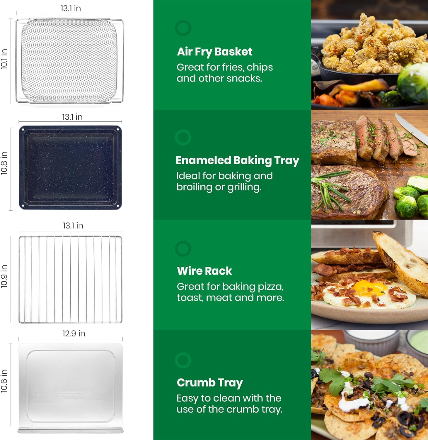 Infrared Heating Air Fryer Toaster Oven, Extra Large Countertop Convection Oven 10-in-1 Combo, 6-Slice Toast, Enamel Baking Pan Easy Clean with Recipe Book, Black Matte Stainless Steel wourant