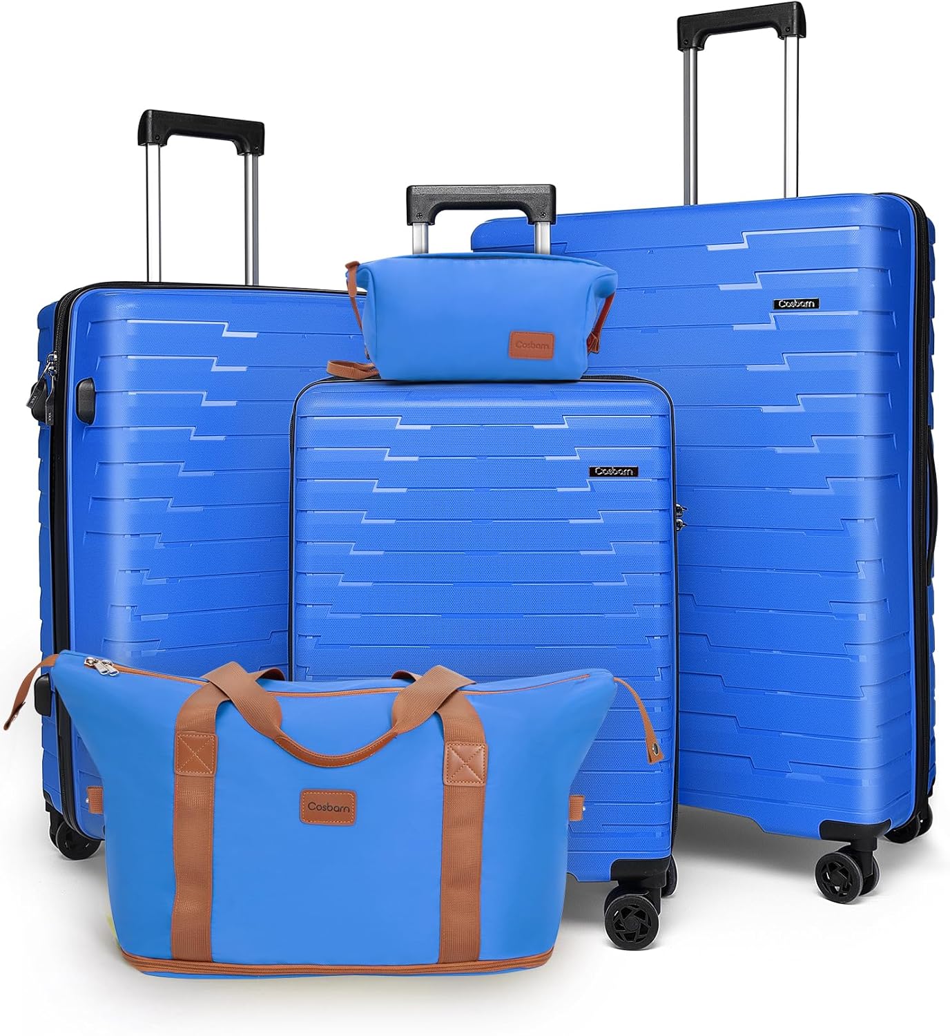 5-piece luggage set with wheels, ABS hardshell suitcase with spinner wheels wourant