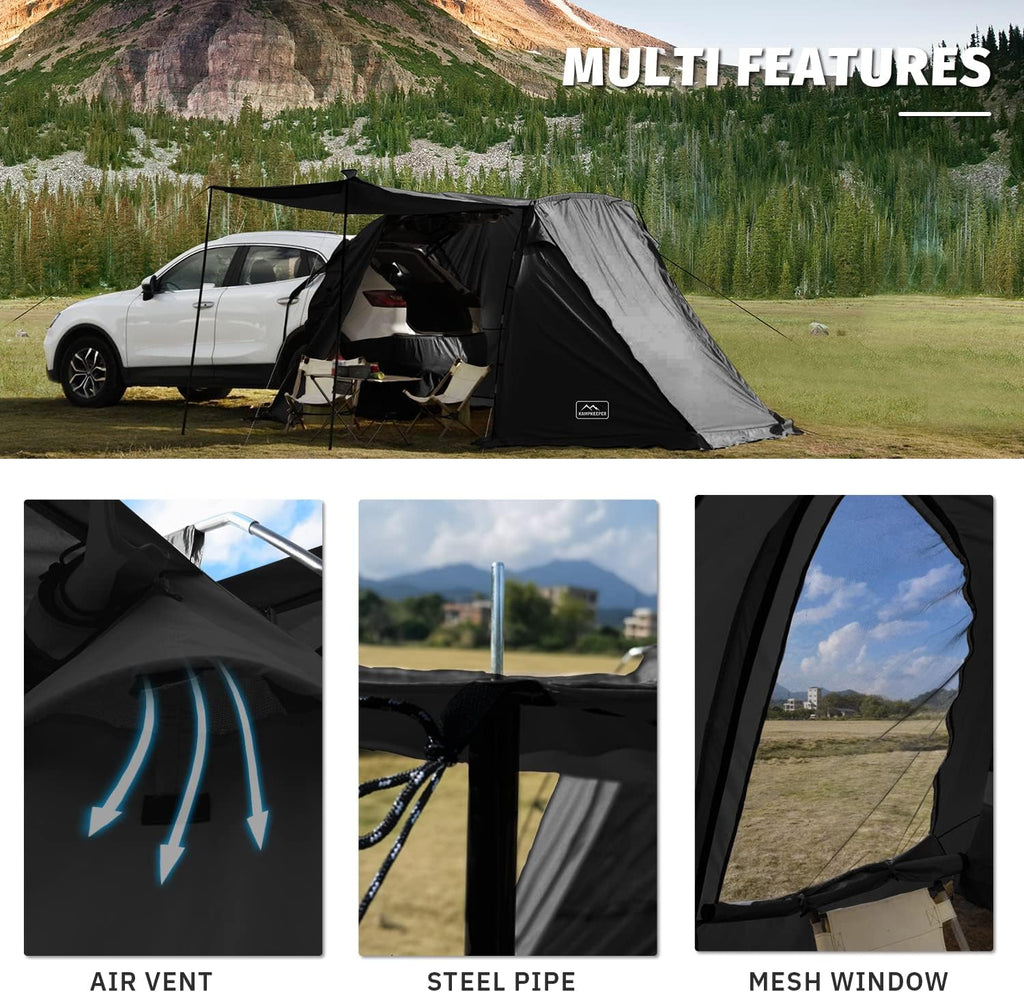 KAMPKEEPER SUV Car Tent, Tailgate Shade Awning Tent for Camping, Vehicle Camping Tents Outdoor Travel (Black) wourant