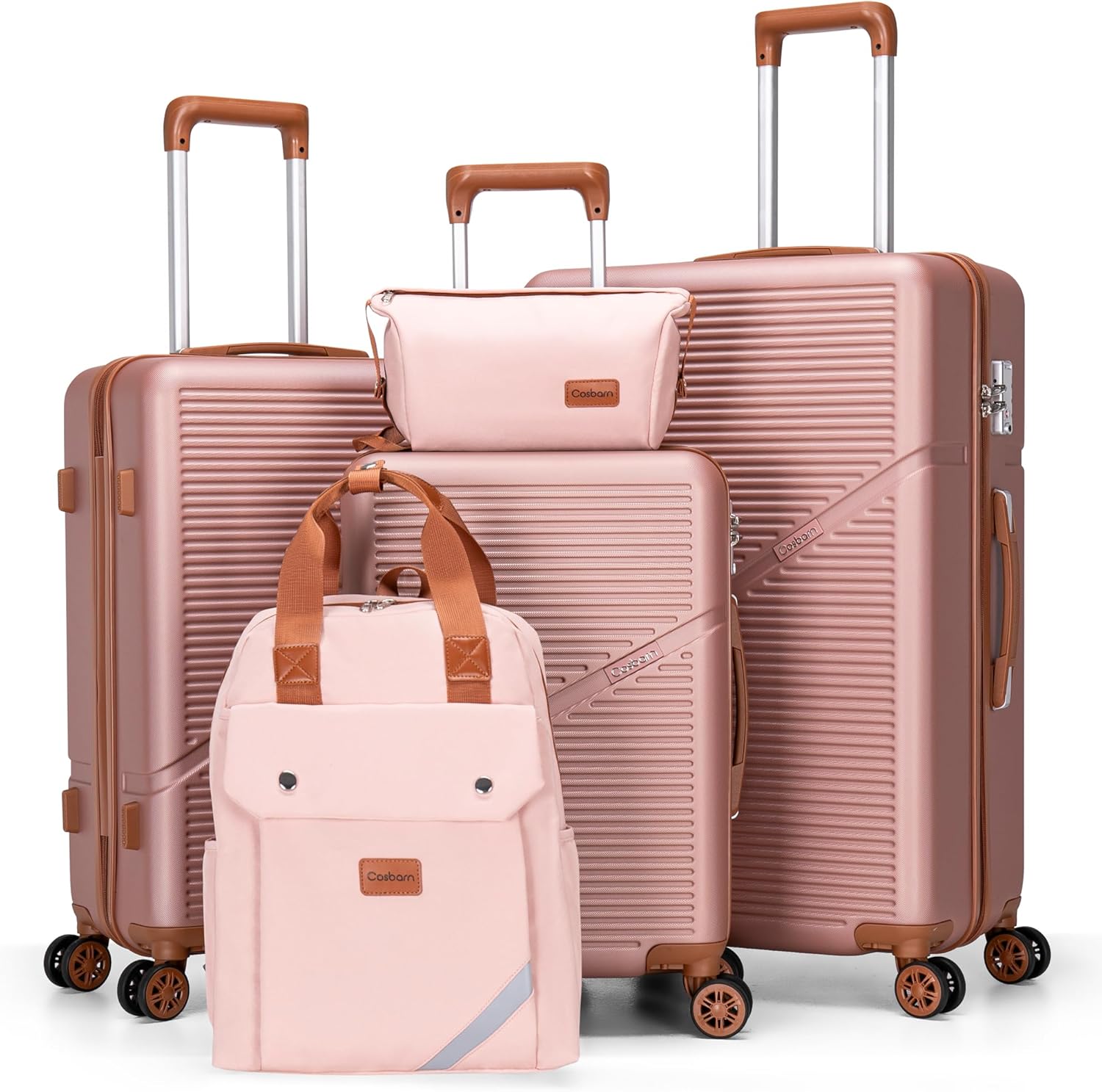 5-Piece Luggage Set with Spinner Wheels, Hard-Shell ABS Luggage Set with Tsa Lock, Lightweight Hard-Shell Waterproof Travel Case, Unisex, Gray wourant