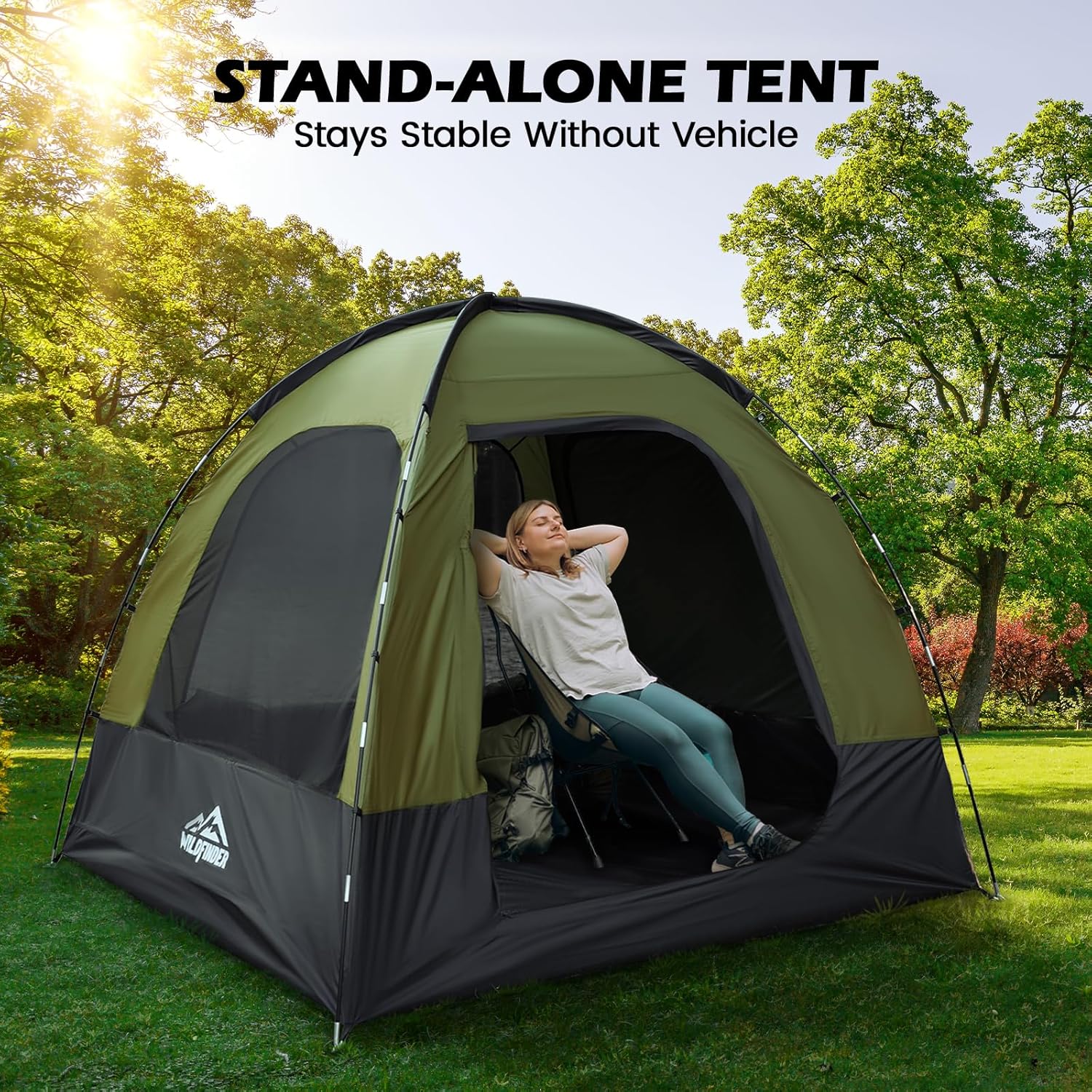 SUV Tent for Camping with Rainfly, Waterproof PU3000mm Double Layer Design, Car Tents for Camping SUV, SUV Tailgate Tent for Outdoor with Storage Bag, for SUV Van, Jeep, Pickup 8'W x 8'L x 7.2'H wourant