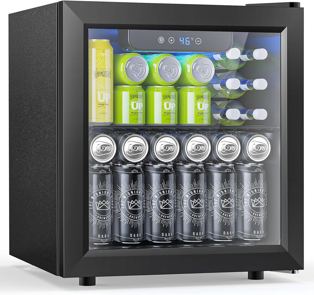 Mini Fridge 130 Can Beverage Refrigerator Cooler, 3.2 Cu.Ft Drink Fridge for Soda Wine Beer, Adjustable Temperature Control for Home Office, Black wourant