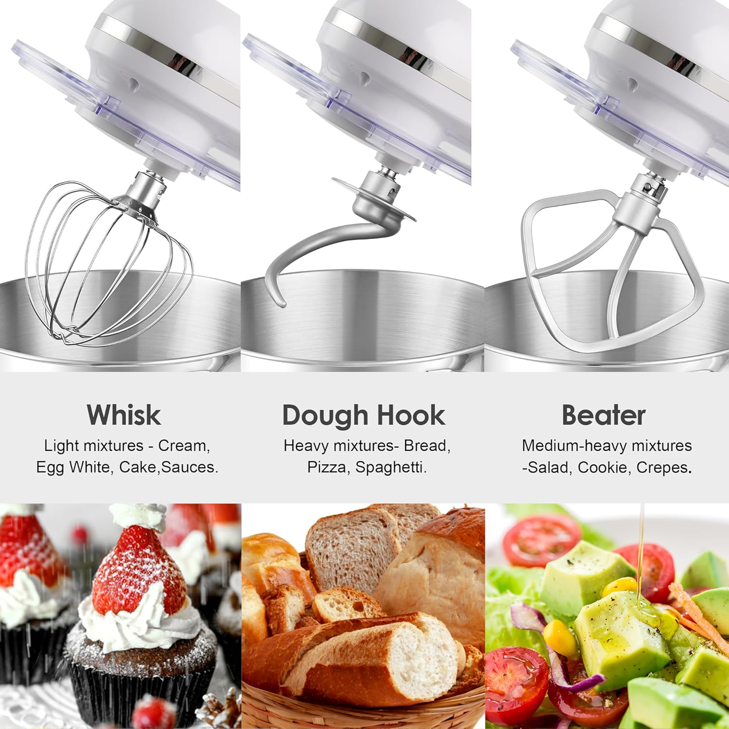 Aucma Stand Mixer,6.5-QT 660W 6-Speed Tilt-Head Food Mixer, Kitchen Electric Mixer with Dough Hook wourant