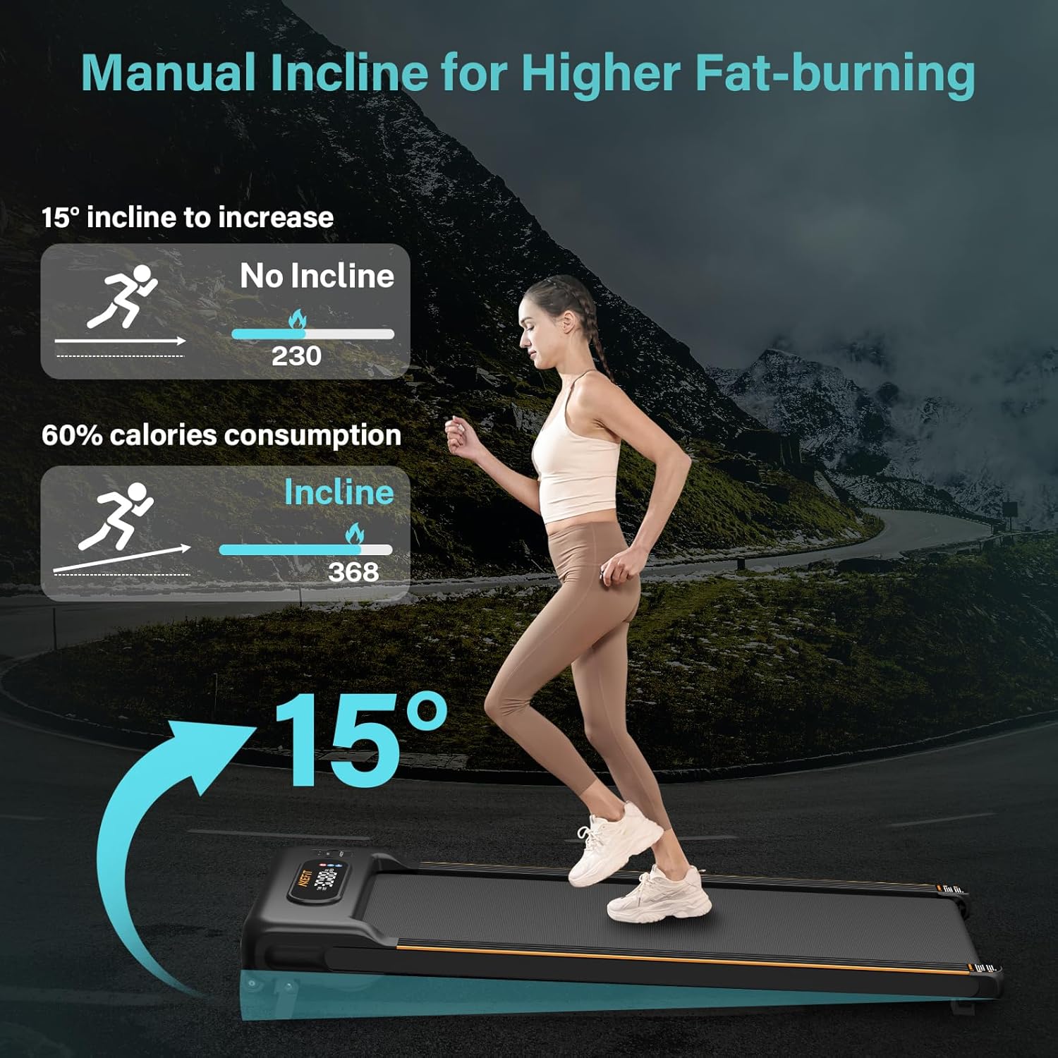 2.5 HP Portable Treadmill with Inclined Walking Pad, Panel and Remote, 4-in-1 Walking Treadmill, 265 lb Capacity wourant