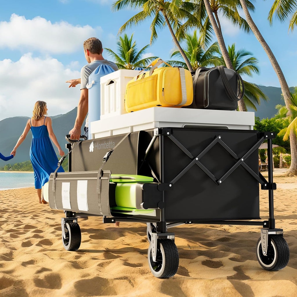 48" Extra Large Folding Travel Cart, 560 lb Capacity, 350 L Heavy Duty Utility Cart with Brakes and All-Terrain Wheels wourant