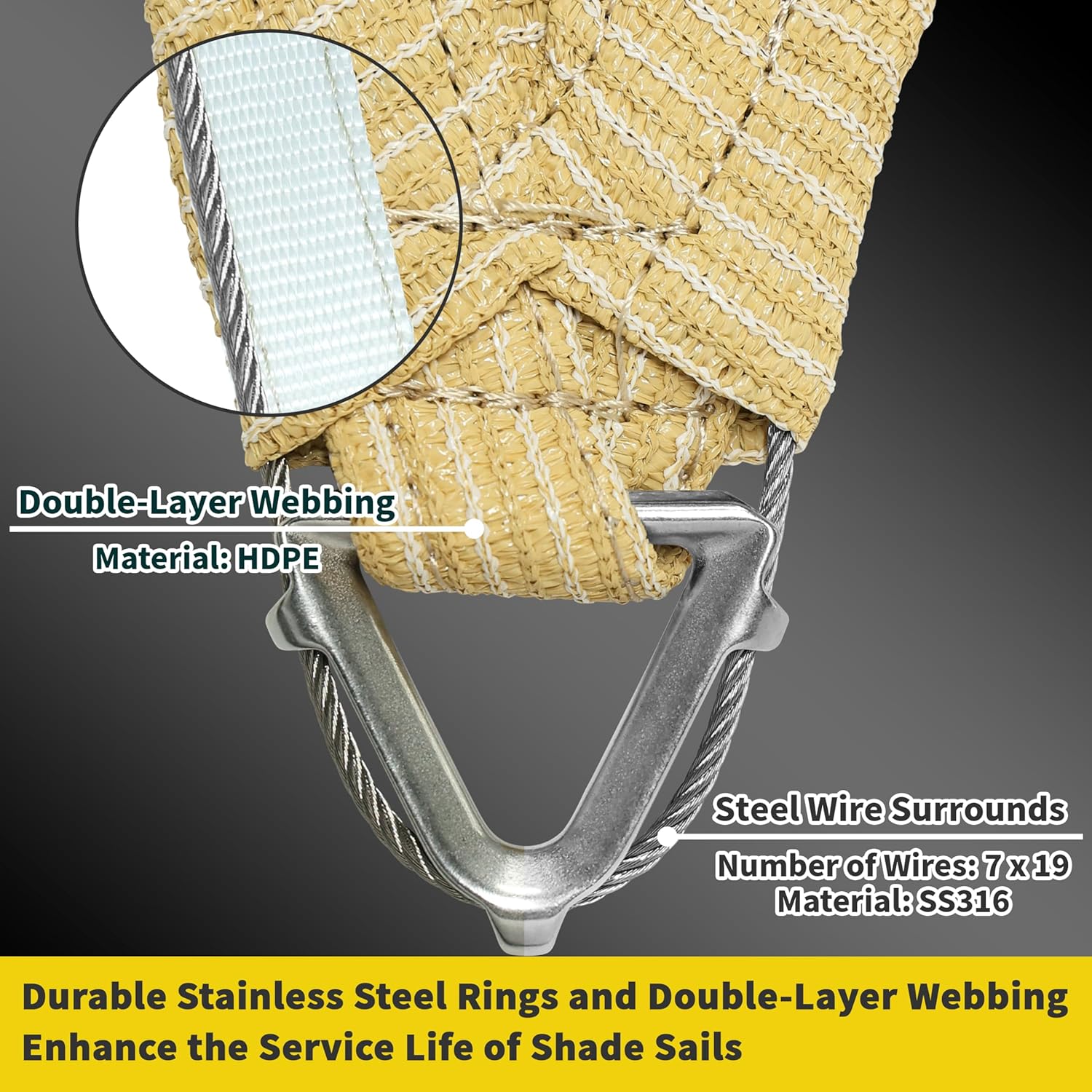 ShadeMart Heavy Duty 12' x 16' Beige Sun Shade Rectangle Pro Ring Shade Sail, 260 GSM Commercial Grade UPF50 Sunshade, Reinforced Corners & Edges - 5 Years Warranty (We Make Custom Size) woonhhop