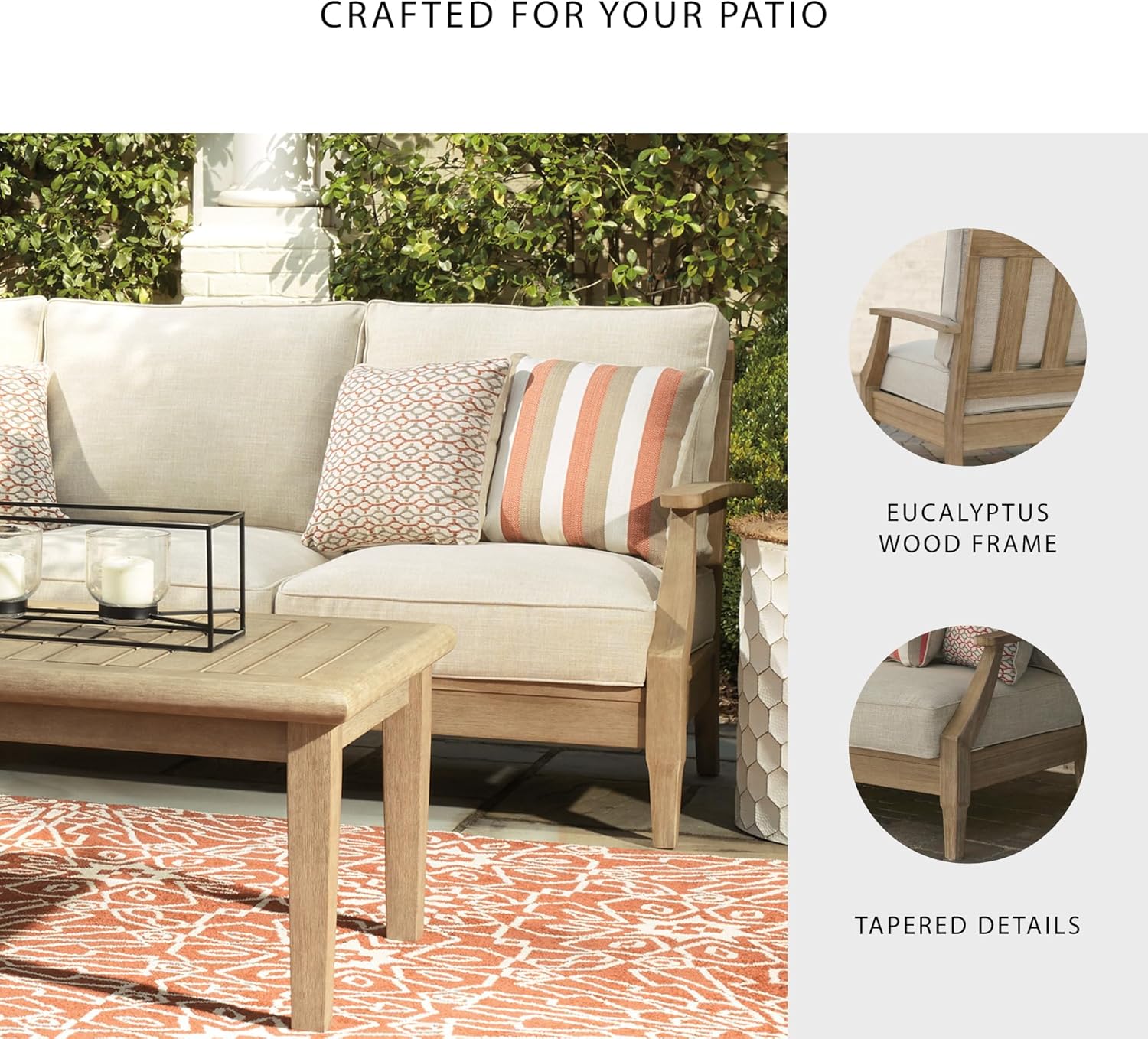 Coastal view outdoor terrace eucalyptus sofa wourant