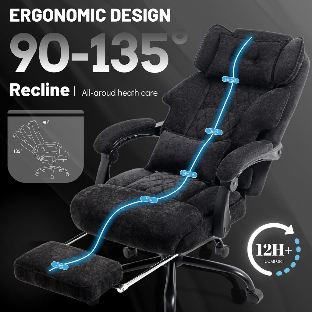 Massage Office Chair with Footrest, Large and Tall Leather Office Chair 500 lbs wourant