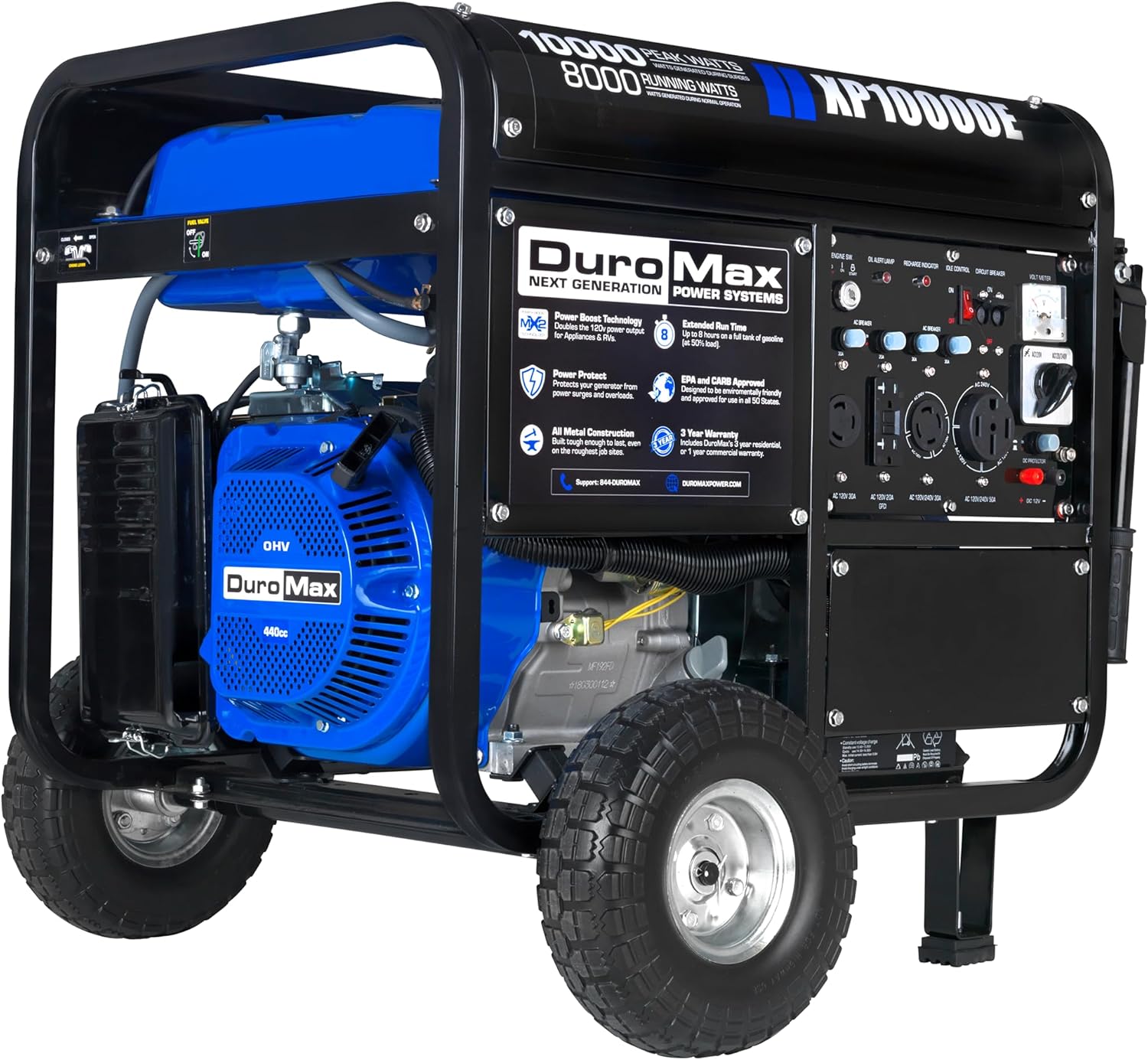 DuroMax XP13000EH 13,000-Watt Dual Fuel Portable Generator Gas & Propane Electric Start wourant