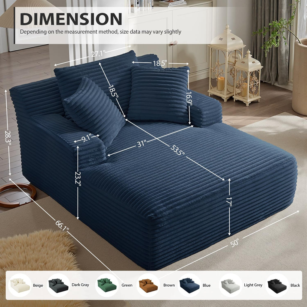 50-inch indoor recliner, oversized corduroy upholstered boneless sofa bed, deep sleeper sofa reading chair, cloud sofa, living room sofa wourant