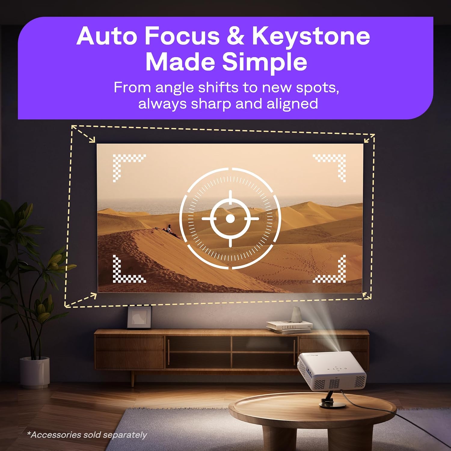 Aurzen Roku TV Smart Projector with Wifi and Bluetooth, Roku Streaming Experience Built-in wourant
